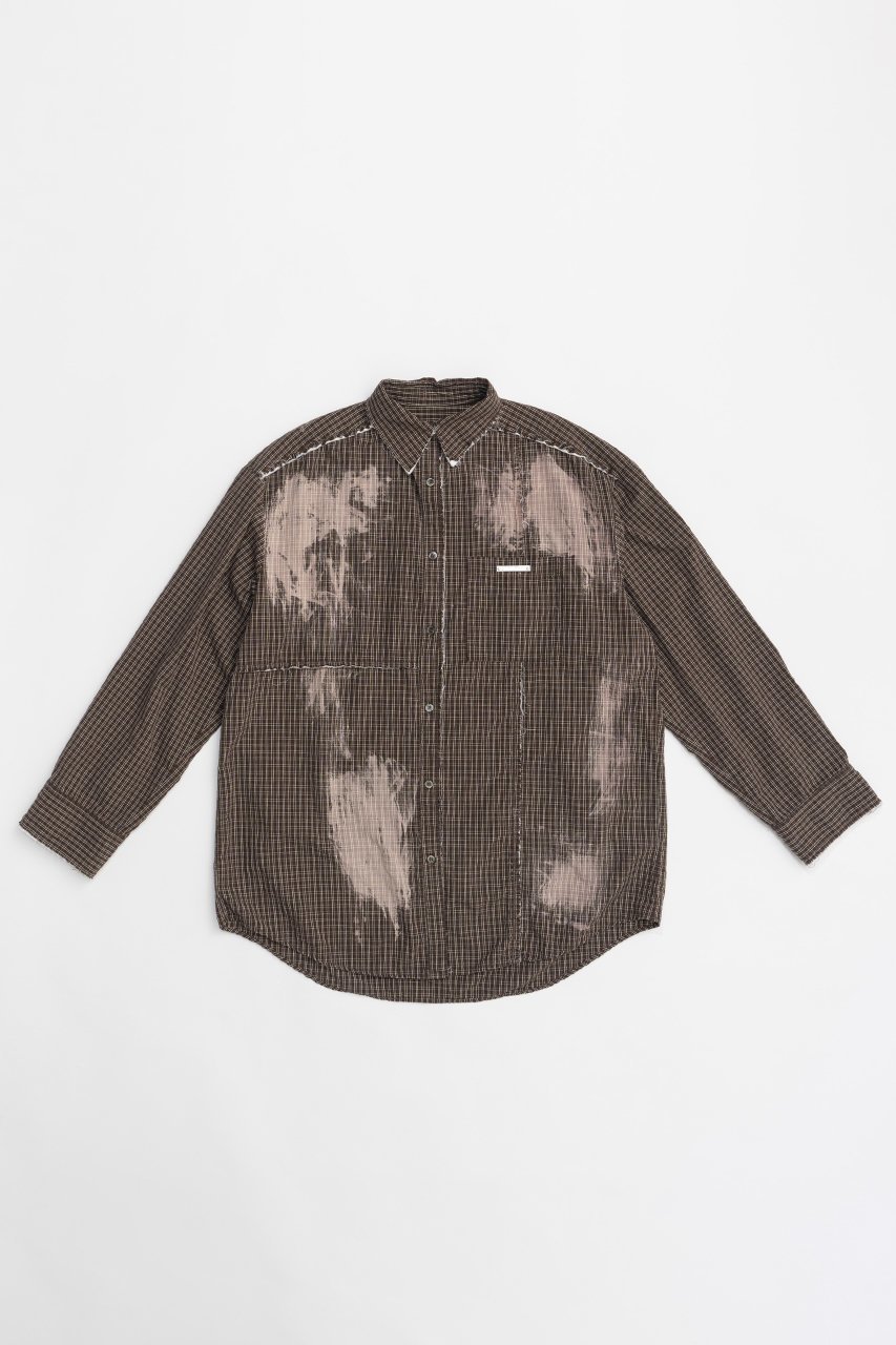 【プランク プロジェクト/PRANK PROJECT】のカットオフブリーチチェックシャツ / Cut-off Bleached Check Shirt インテリア・キッズ・メンズ・レディースファッション・服の通販 founy(ファニー) 　ファッション　Fashion　レディースファッション　Fashion for Women　トップス・カットソー　Cut & Sew Tops　シャツ・ブラウス・オフィスカジュアル　Elegant Blouses & Button-Ups　おすすめ　Recommended / Our Picks　シンプル　Simple, Minimal　スリーブ　Sleeve, Long Sleeve / Short Sleeve　チェック　Check, Plaid, Tartan　ブリーチ　Bleach, Washed Finish　ロング　Long, Long-Length　BRN(ブラウン)|ID: prp329100004089902 ipo3291000000032901891