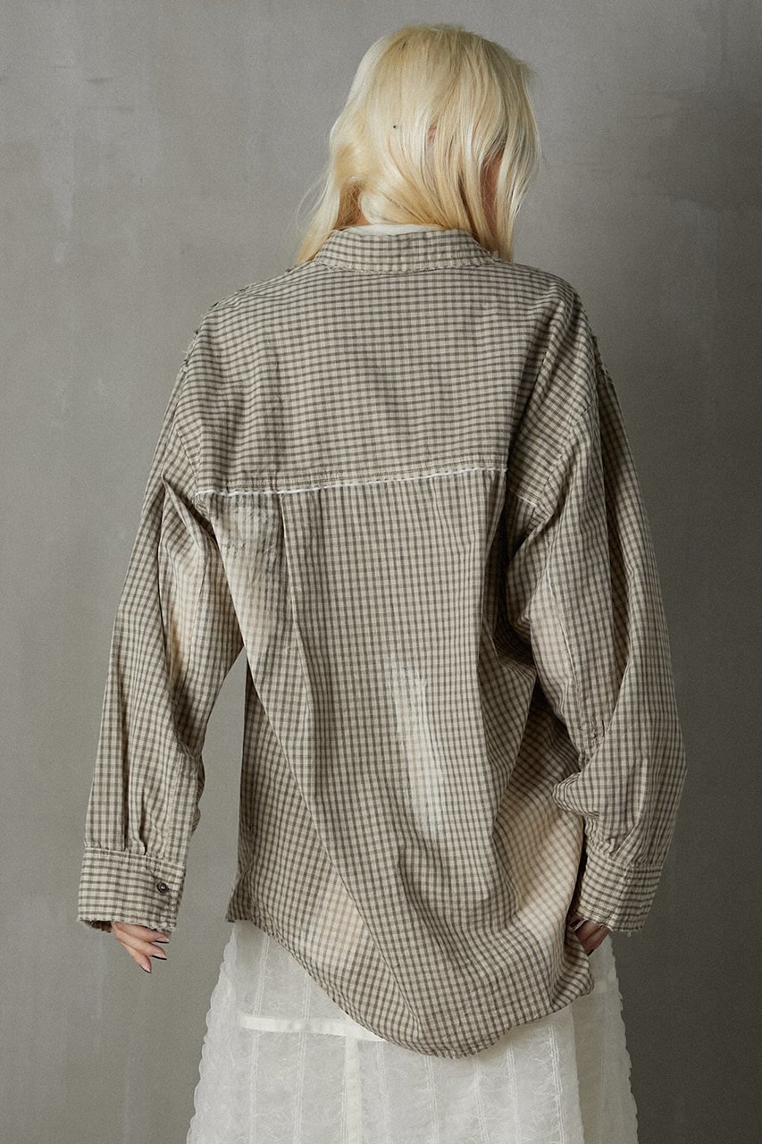 【プランク プロジェクト/PRANK PROJECT】のカットオフブリーチチェックシャツ / Cut-off Bleached Check Shirt 人気、トレンドファッション・服の通販 founy(ファニー) 　ファッション　Fashion　レディースファッション　Fashion for Women　トップス・カットソー　Cut & Sew Tops　シャツ・ブラウス・オフィスカジュアル　Elegant Blouses & Button-Ups　おすすめ　Recommended / Our Picks　シンプル　Simple, Minimal　スリーブ　Sleeve, Long Sleeve / Short Sleeve　チェック　Check, Plaid, Tartan　ブリーチ　Bleach, Washed Finish　ロング　Long, Long-Length　other-5|ID: prp329100004089902 ipo3291000000032901907