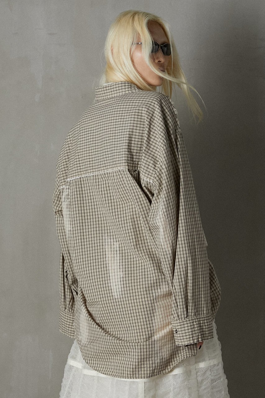 【プランク プロジェクト/PRANK PROJECT】のカットオフブリーチチェックシャツ / Cut-off Bleached Check Shirt 人気、トレンドファッション・服の通販 founy(ファニー) 　ファッション　Fashion　レディースファッション　Fashion for Women　トップス・カットソー　Cut & Sew Tops　シャツ・ブラウス・オフィスカジュアル　Elegant Blouses & Button-Ups　おすすめ　Recommended / Our Picks　シンプル　Simple, Minimal　スリーブ　Sleeve, Long Sleeve / Short Sleeve　チェック　Check, Plaid, Tartan　ブリーチ　Bleach, Washed Finish　ロング　Long, Long-Length　other-6|ID: prp329100004089902 ipo3291000000032901911