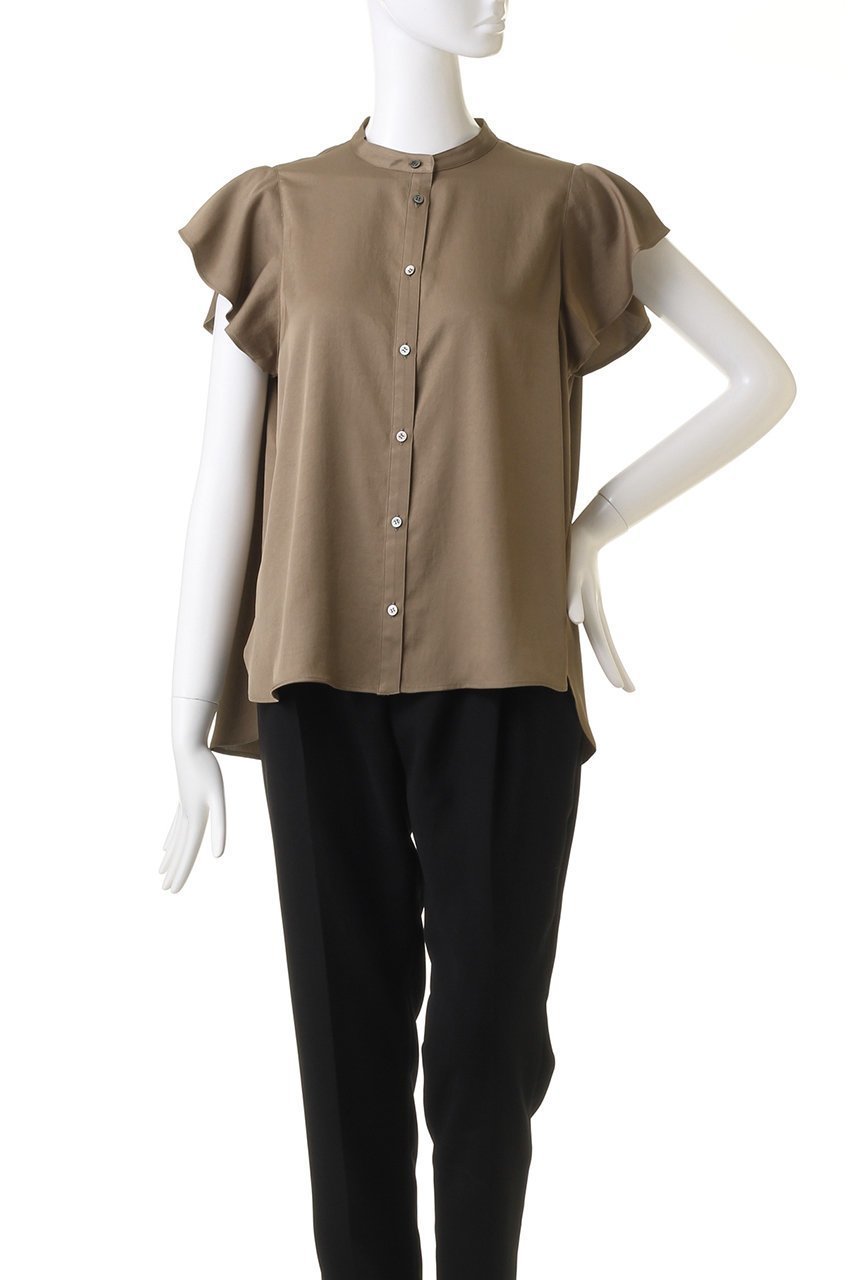 【スリー ドッツ/three dots】のシルキーツイル フレアスリーブトップス 人気、トレンドファッション・服の通販 founy(ファニー) 　ファッション　Fashion　レディースファッション　Fashion for Women　トップス・カットソー　Cut & Sew Tops　シャツ・ブラウス・オフィスカジュアル　Elegant Blouses & Button-Ups　おすすめ　Recommended / Our Picks　インナー　Innerwear　サテン　Satin, Glossy Fabric　ショート　Short, Short Length　スリーブ　Sleeve, Long Sleeve / Short Sleeve　セットアップ　Set-Up, Coordinated Outfit　ツイル　Twist, Twisted Detail　フェミニン　Feminine, Girly　フレア　Flare, Flared　other-2|ID: prp329100004092537 ipo3291000000035488729