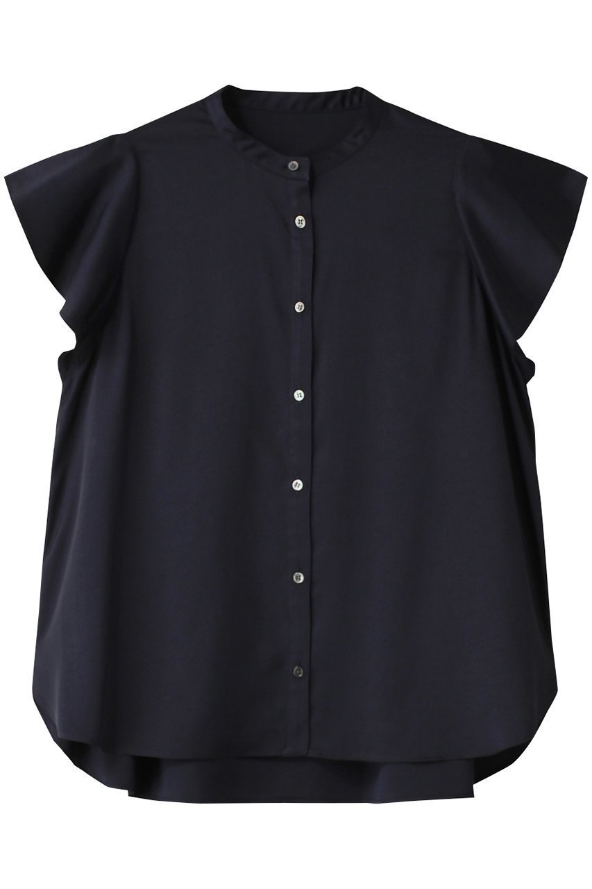 【スリー ドッツ/three dots】のシルキーツイル フレアスリーブトップス インテリア・キッズ・メンズ・レディースファッション・服の通販 founy(ファウニー) 　ファッション　Fashion　レディースファッション　Fashion for Women　トップス・カットソー　Cut & Sew Tops　シャツ・ブラウス・オフィスカジュアル　Elegant Blouses & Button-Ups　おすすめ　Recommended / Our Picks　インナー　Innerwear　サテン　Satin, Glossy Fabric　ショート　Short, Short Length　スリーブ　Sleeve, Long Sleeve / Short Sleeve　セットアップ　Set-Up, Coordinated Outfit　ツイル　Twist, Twisted Detail　フェミニン　Feminine, Girly　フレア　Flare, Flared　ネイビー|ID: prp329100004092537 ipo3291000000036724225