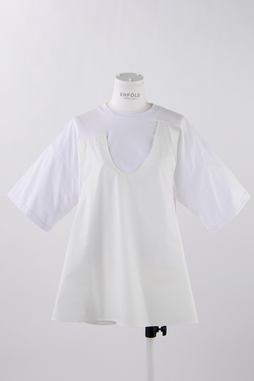 【エンフォルド/ENFOLD】のソフト天竺 Combi フレアT/SH Tシャツ 人気、トレンドファッション・服の通販 founy(ファニー) 　ファッション　Fashion　レディースファッション　Fashion for Women　トップス・カットソー　Cut & Sew Tops　シャツ・ブラウス・オフィスカジュアル　Elegant Blouses & Button-Ups　ロングTシャツ・Tシャツ　Longline T-Shirts & Tees　カットソー・ベーシックTシャツ　Cut-and-Sewn Tops / Stretch Tees & Basics　カットソー　Cut and Sewn Top　ショート　Short, Short Length　ストレッチ　Stretch, Stretchy Fabric　スリーブ　Sleeve, Long Sleeve / Short Sleeve　セットアップ　Set-Up, Coordinated Outfit　タフタ　Taffeta, Structured Fabric　ドッキング　Docking, Mixed Material　フレア　Flare, Flared　 other-1|ID: prp329100004093562 ipo3291000000036665073