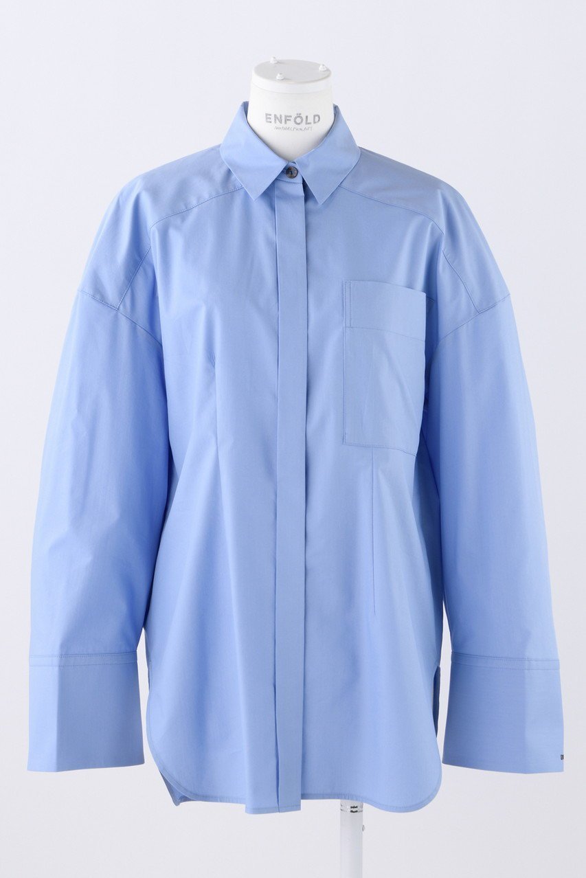 【エンフォルド/ENFOLD】のナチュラルタイプライター DROPワイドスリーブ SH/シャツ インテリア・キッズ・メンズ・レディースファッション・服の通販 founy(ファニー) ファッション Fashion レディースファッション Fashion for Women トップス・カットソー Cut & Sew Tops シャツ・ブラウス・オフィスカジュアル Elegant Blouses & Button-Ups スリーブ Sleeve, Long Sleeve / Short Sleeve タイプライター Typewriter Fabric, Crisp Cotton ドロップ Drop Shoulder, Dropped Style ベーシック Basic, Essential ロング Long, Long-Length ワイド Wide, Wide Fit ライトブルー|ID: prp329100004093568 ipo3291000000036724099