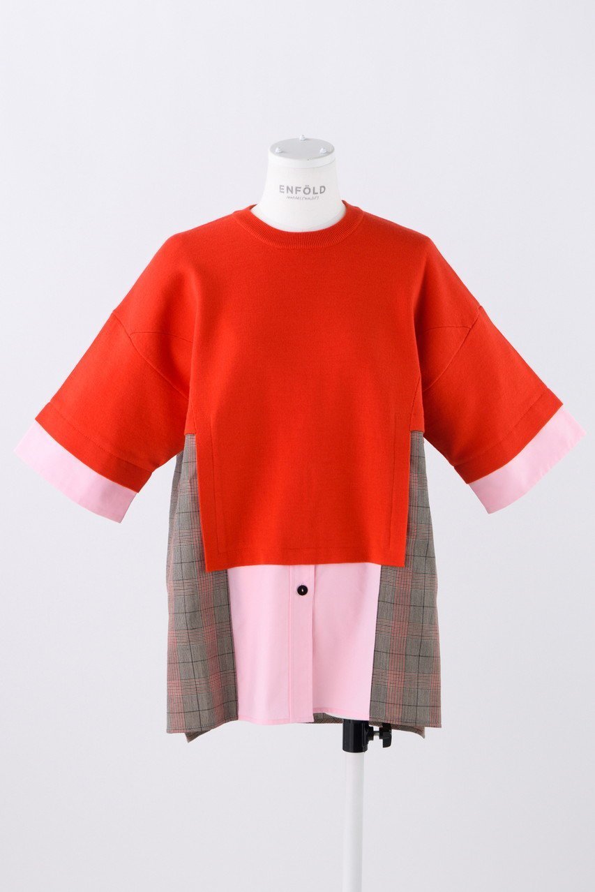 【エンフォルド/ENFOLD】のKnit Combi P.O/プルオーバー インテリア・キッズ・メンズ・レディースファッション・服の通販 founy(ファニー) ファッション Fashion レディースファッション Fashion for Women トップス・カットソー Cut & Sew Tops ニット Knit Tops & Sweaters カジュアルプルオーバー・ニットトップス Pullovers & Knit Tops / Casual Pullovers コンビ Combo, Combination Style ドッキング Docking, Mixed Material バランス Balance, Style Balance レッド|ID: prp329100004093588 ipo3291000000036531060