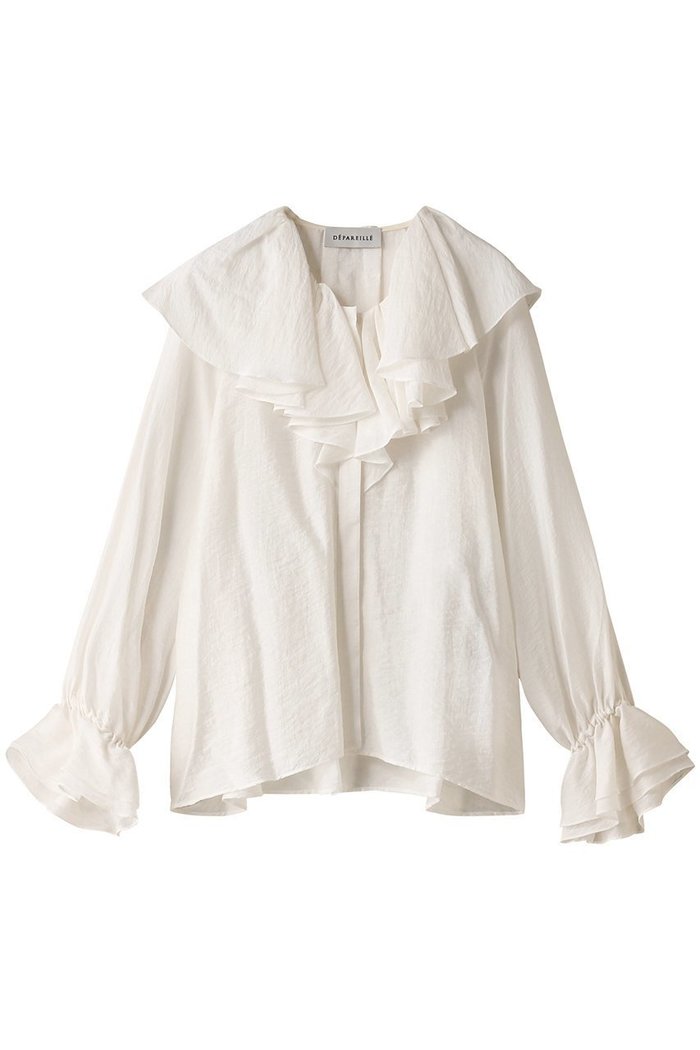 【デパリエ/DEPAREILLE】のシアーシルクラッフルブラウス インテリア・キッズ・メンズ・レディースファッション・服の通販 founy(ファウニー) https://founy.com/ ファッション Fashion レディースファッション Fashion for Women トップス・カットソー Cut & Sew Tops シャツ・ブラウス・オフィスカジュアル Elegant Blouses & Button-Ups おすすめ Recommended / Our Picks カーディガン Cardigan, Knitwear シアー Sheer, See-Through シルク Silk, 100% Silk ジャケット Jacket, Outerwear スリーブ Sleeve, Long Sleeve / Short Sleeve ロング Long, Long-Length |ID: prp329100004093641 ipo3291000000036877560