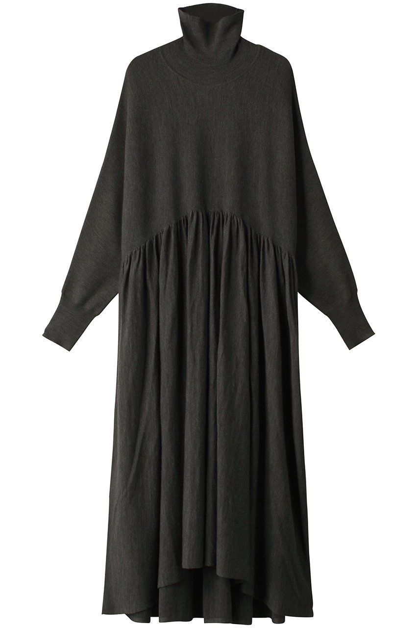 【カレンソロジー/Curensology】のウールハイネックギャザーワンピース インテリア・キッズ・メンズ・レディースファッション・服の通販 founy(ファニー) 　ファッション　Fashion　レディースファッション　Fashion for Women　ワンピース　Dresses　チュニック　Tunic Tops & Dresses　なめらか　Smooth, Silky Texture　ギャザー　Gathered, Ruffled　チュニック　Tunic, Long Top　ロング　Long, Long-Length　再入荷　Restock / Back in Stock　冬　Winter / This Winter　定番　Standard, Basic Item　カーキグレー|ID: prp329100004093668 ipo3291000000033541291