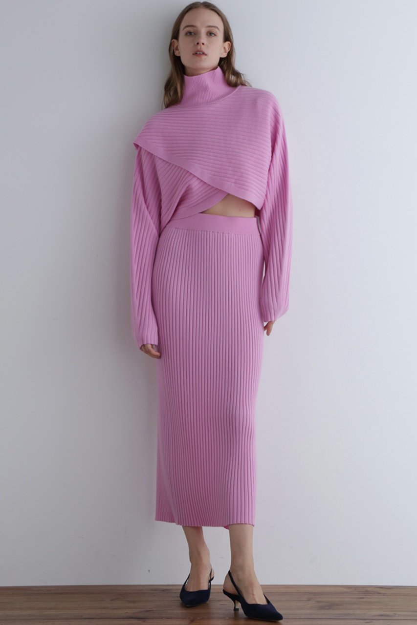 【ル フィル/LE PHIL】のウールワイドリブクロスニット 人気、トレンドファッション・服の通販 founy(ファニー) 　ファッション　Fashion　レディースファッション　WOMEN　トップス・カットソー　Tops/Tshirt　ニット　Knit Tops　プルオーバー　Pullover　ショート　Short　スリーブ　Sleeve　トレンド　Trend　ハイネック　High Neck　バランス　Balance　フレア　Flare　ボトム　Bottom　ワイド　Wide　エレガント 上品　Elegant　other-2|ID: prp329100004095238 ipo3291000000031414999