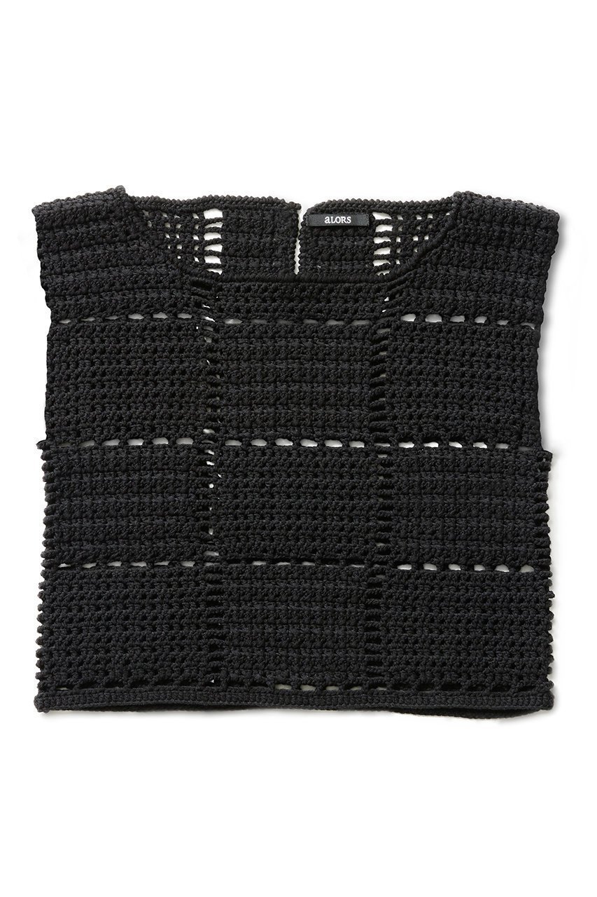 【アロー/aLORS】のHaut en macrame Cocinelle インテリア・キッズ・メンズ・レディースファッション・服の通販 founy(ファニー) 　ファッション　Fashion　レディースファッション　Fashion for Women　トップス・カットソー　Cut & Sew Tops　ニット　Knit Tops & Sweaters　カジュアルプルオーバー・ニットトップス　Pullovers & Knit Tops / Casual Pullovers　イタリア　Italy　スクエア　Square, Square Shape　スリーブ　Sleeve, Long Sleeve / Short Sleeve　ノースリーブ　Sleeveless, No-Sleeve　フレンチ　French, French Style　ランダム　Random, Irregular　手編み　Hand-Knitted, Handmade Knit　ブラック|ID: prp329100004095247 ipo3291000000032930408