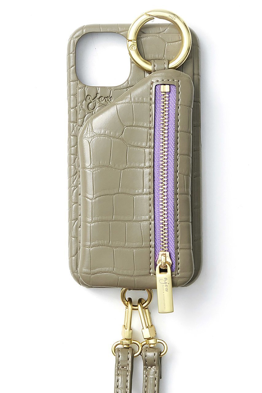 【エジュー/ajew】のiPhone15/15Pro ajew cadenas croco zipphone case shoulder インテリア・キッズ・メンズ・レディースファッション・服の通販 founy(ファニー) 　ファッション　Fashion　レディースファッション　WOMEN　iPhone アイフォーン　Iphone　クロコ　Croco　シンプル　Simple　セージグリーン|ID: prp329100004095260 ipo3291000000027764728