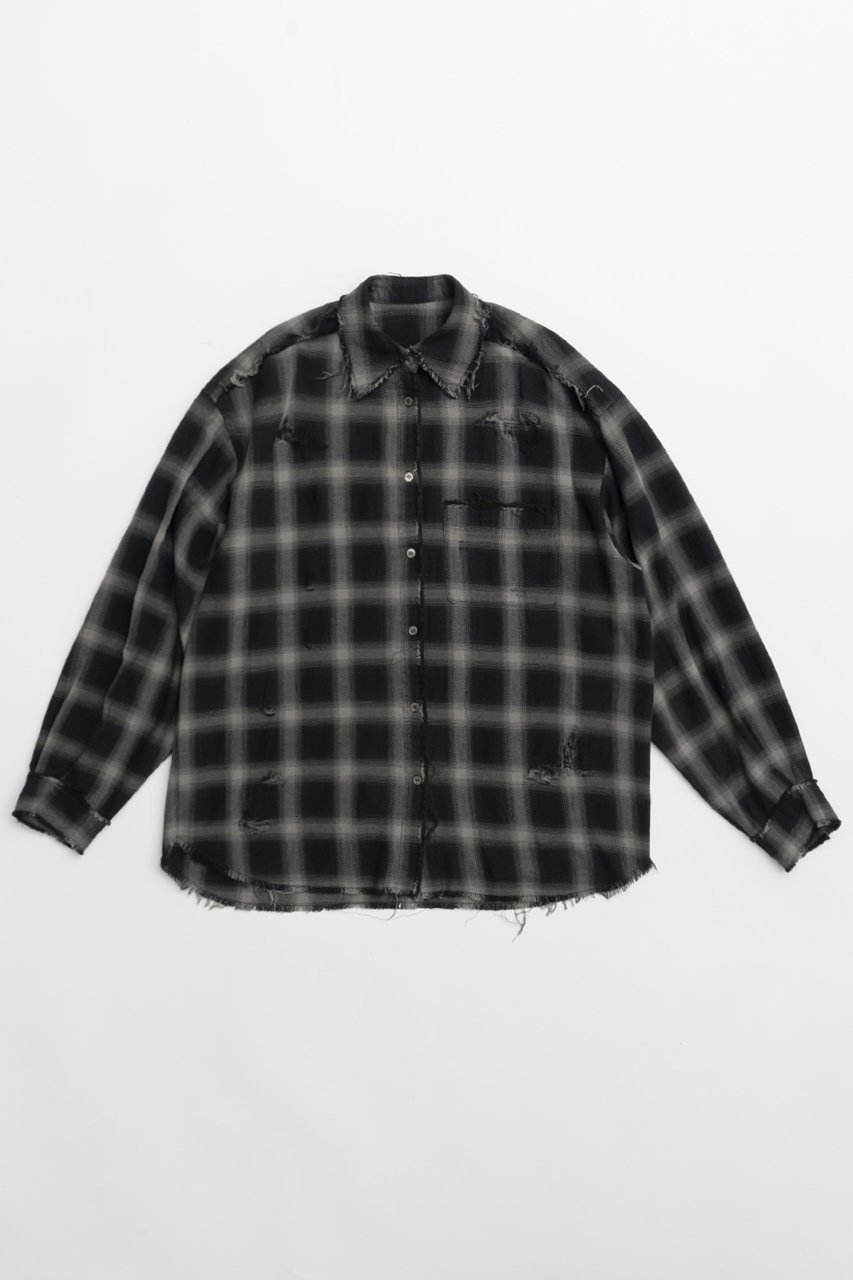【プランク プロジェクト/PRANK PROJECT】のダメージチェックシャツDamaged Check Shirt インテリア・キッズ・メンズ・レディースファッション・服の通販 founy(ファニー) ファッション Fashion レディースファッション Fashion for Women トップス・カットソー Cut & Sew Tops シャツ・ブラウス・オフィスカジュアル Elegant Blouses & Button-Ups カフス Cuff Design スリーブ Sleeve, Long Sleeve / Short Sleeve ダメージ Distressed, Destroyed チェック Check, Plaid, Tartan ハンド Hand, Handmade ポケット Pocket, Pocket Detail ロング Long, Long-Length C.GRY(チャコールグレー)|ID: prp329100004096651 ipo3291000000035719849