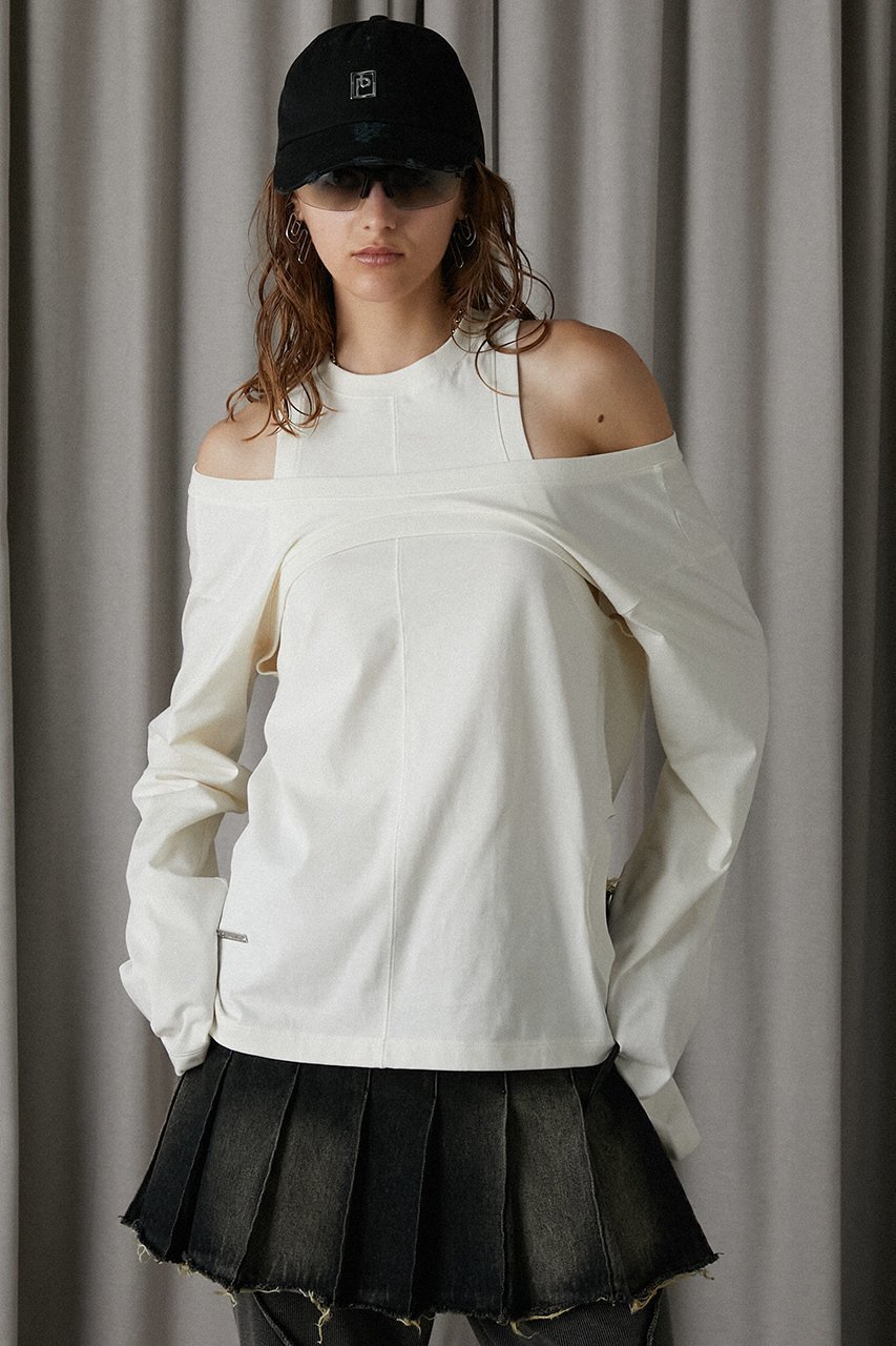 【プランク プロジェクト/PRANK PROJECT】の2WAYカットアウトトップ / 2WAY Cut Out Top 人気、トレンドファッション・服の通販 founy(ファニー) 　ファッション　Fashion　レディースファッション　Fashion for Women　トップス・カットソー　Cut & Sew Tops　シャツ・ブラウス・オフィスカジュアル　Elegant Blouses & Button-Ups　ロングTシャツ・Tシャツ　Longline T-Shirts & Tees　カットソー・ベーシックTシャツ　Cut-and-Sewn Tops / Stretch Tees & Basics　カットソー　Cut and Sewn Top　スリーブ　Sleeve, Long Sleeve / Short Sleeve　ロング　Long, Long-Length　other-2|ID: prp329100004096665 ipo3291000000032913596