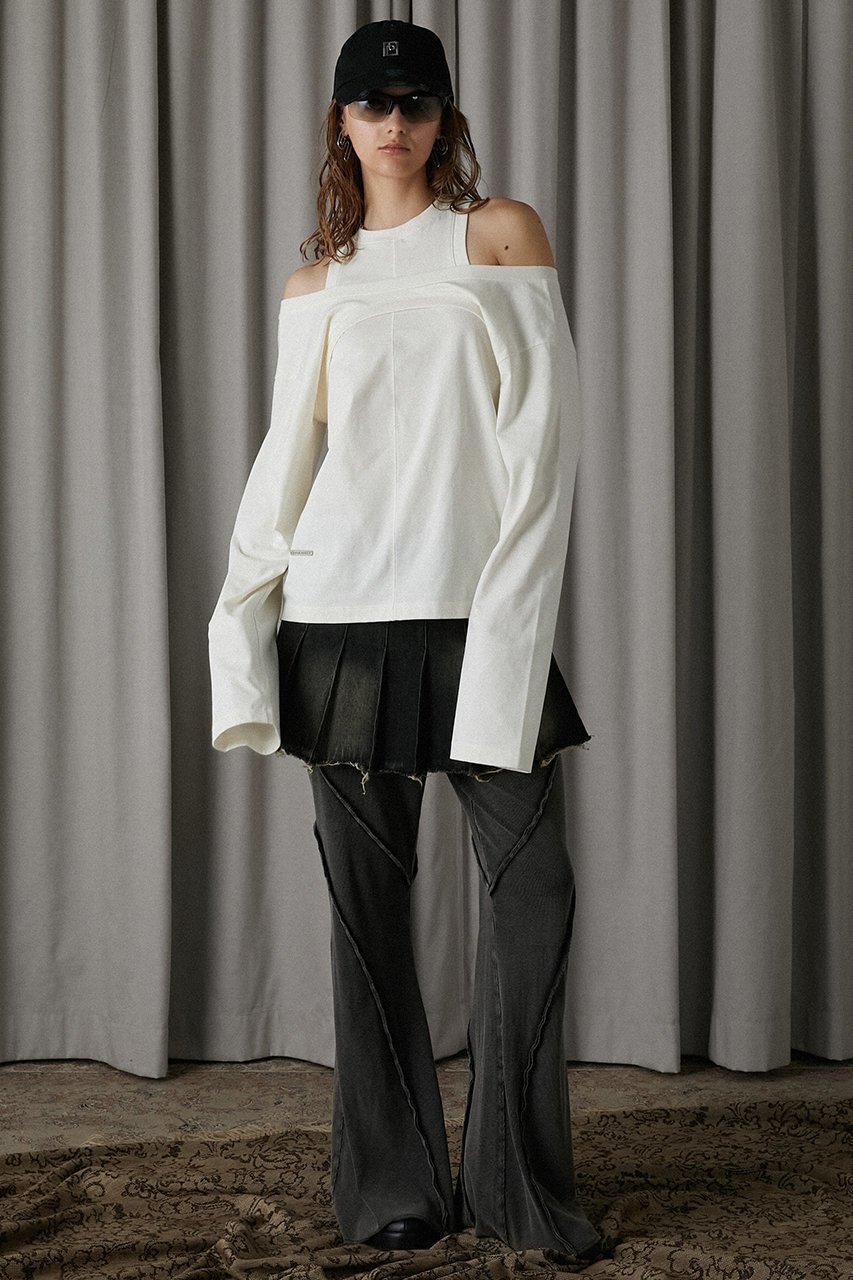 【プランク プロジェクト/PRANK PROJECT】の2WAYカットアウトトップ / 2WAY Cut Out Top 人気、トレンドファッション・服の通販 founy(ファニー) 　ファッション　Fashion　レディースファッション　Fashion for Women　トップス・カットソー　Cut & Sew Tops　シャツ・ブラウス・オフィスカジュアル　Elegant Blouses & Button-Ups　ロングTシャツ・Tシャツ　Longline T-Shirts & Tees　カットソー・ベーシックTシャツ　Cut-and-Sewn Tops / Stretch Tees & Basics　カットソー　Cut and Sewn Top　スリーブ　Sleeve, Long Sleeve / Short Sleeve　ロング　Long, Long-Length　other-5|ID: prp329100004096665 ipo3291000000032913628