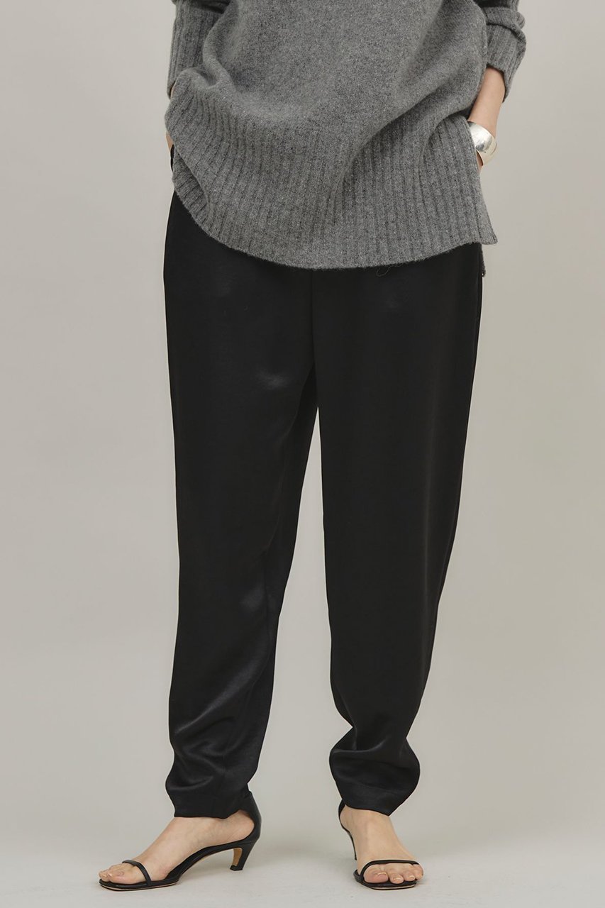 【カレンソロジー/Curensology】のダブルサテンタックパンツ インテリア・キッズ・メンズ・レディースファッション・服の通販 founy(ファニー) 　ファッション　Fashion　レディースファッション　Fashion for Women　パンツ　Pants & Trousers　サテン　Satin, Glossy Fabric　タンブラー　Tumbler, Travel Mug　ロング　Long, Long-Length　ヴィンテージ　Vintage Style　再入荷　Restock / Back in Stock　A/W・秋冬　Autumn/Winter　ブラック|ID: prp329100004096717 ipo3291000000032731818
