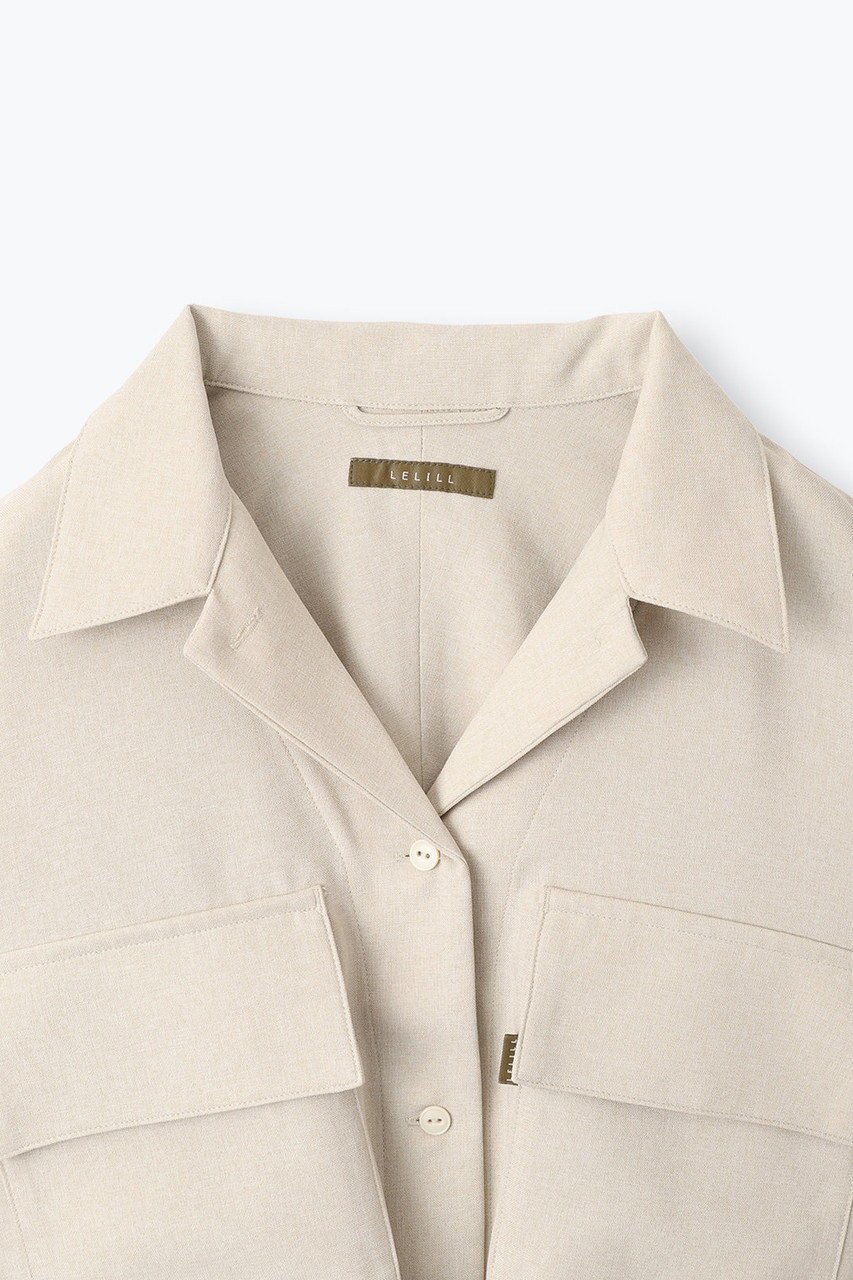 【レリル/lelill】のオープンカラーミリタリーシャツ 人気、トレンドファッション・服の通販 founy(ファニー) 　ファッション　Fashion　レディースファッション　Fashion for Women　トップス・カットソー　Cut & Sew Tops　シャツ・ブラウス・オフィスカジュアル　Elegant Blouses & Button-Ups　ショート　Short, Short Length　スリーブ　Sleeve, Long Sleeve / Short Sleeve　ドローコード　Drawcord, Drawstring Cord　ミリタリー　Military, Army Style　ワイド　Wide, Wide Fit　other-4|ID: prp329100004098426 ipo3291000000036097623