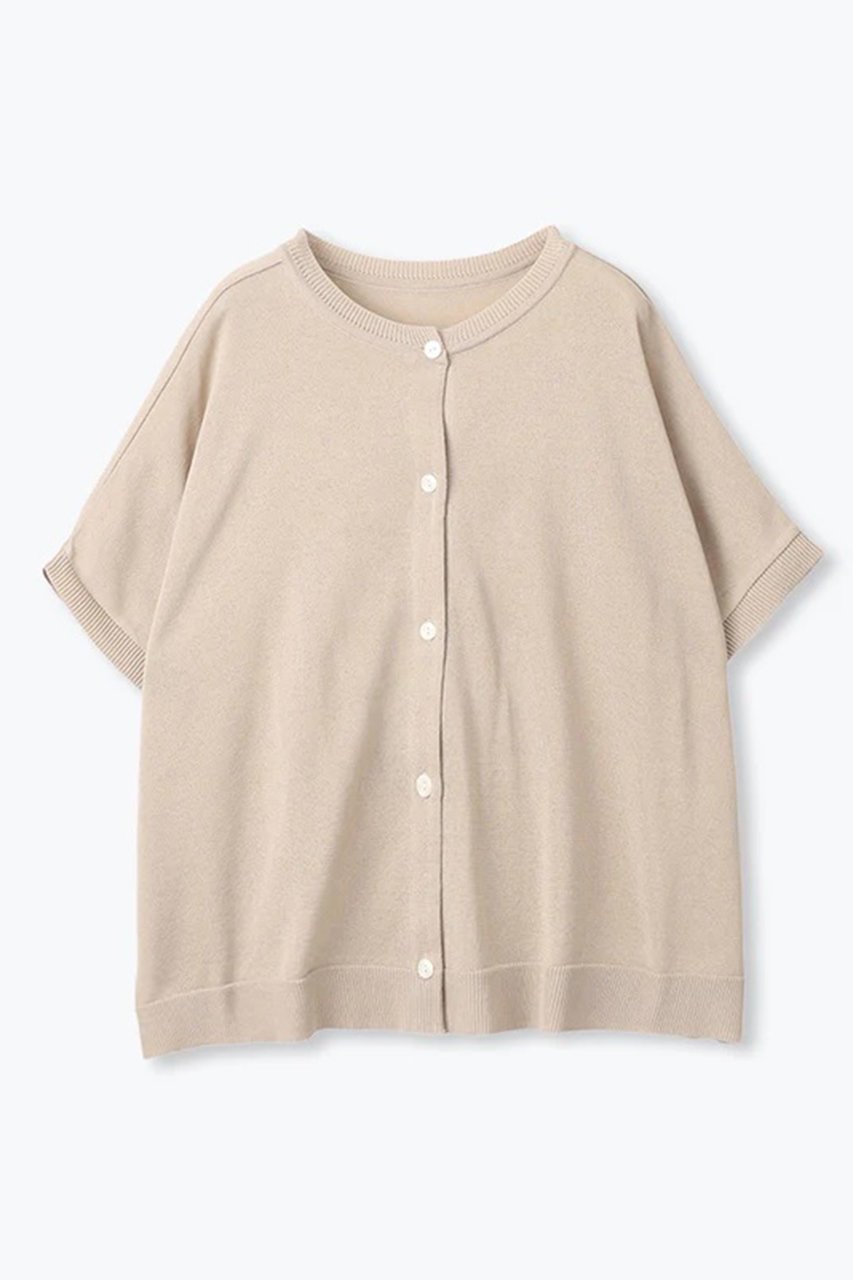 【レリル/lelill】のワイドボーダーショートカーデ インテリア・キッズ・メンズ・レディースファッション・服の通販 founy(ファニー) 　ファッション　Fashion　レディースファッション　Fashion for Women　トップス・カットソー　Cut & Sew Tops　ニット　Knit Tops & Sweaters　カーディガン・羽織り　Layered Style Cardigans　おすすめ　Recommended / Our Picks　カーディガン　Cardigan, Knitwear　ニットソー　Knit-Sewn, Cut & Sew Knit　フロント　Front, Front Design　ワイド　Wide, Wide Fit　夏　Summer　抗菌　Antibacterial, Bacteria-Resistant　春　Spring　ベージュ|ID: prp329100004098428 ipo3291000000032950952