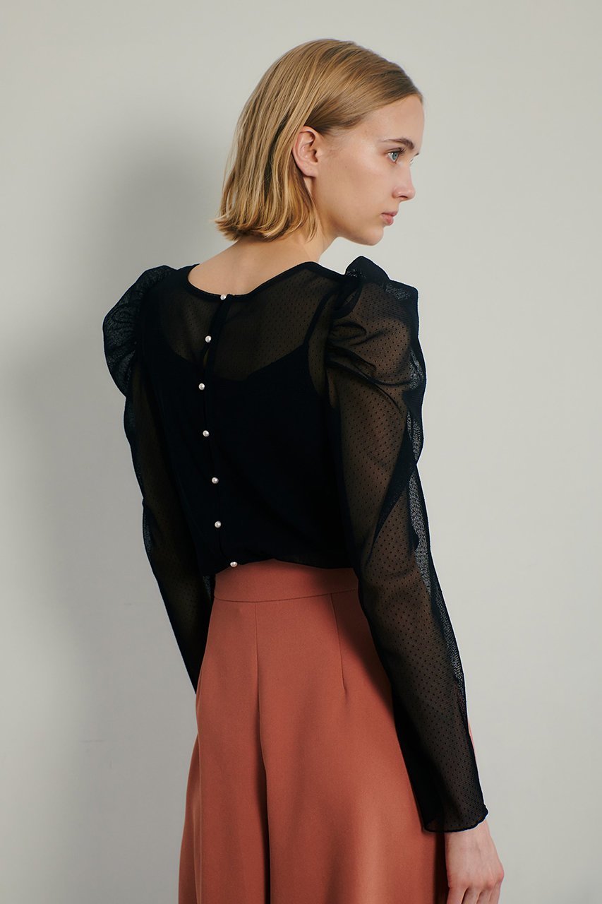 【アルアバイル/allureville】の【Loulou Willoughby】ドットチュールジコスリーブプルオーバー 人気、トレンドファッション・服の通販 founy(ファニー) 　ファッション　Fashion　レディースファッション　Fashion for Women　トップス・カットソー　Cut & Sew Tops　シャツ・ブラウス・オフィスカジュアル　Elegant Blouses & Button-Ups　カジュアルプルオーバー・ニットトップス　Pullovers & Knit Tops / Casual Pullovers　インナー　Innerwear　キャミソール　Camisole, Spaghetti Strap Top　スリーブ　Sleeve, Long Sleeve / Short Sleeve　パール　Pearl, Pearl Accent　ロング　Long, Long-Length　other-6|ID: prp329100004099784 ipo3291000000032902055