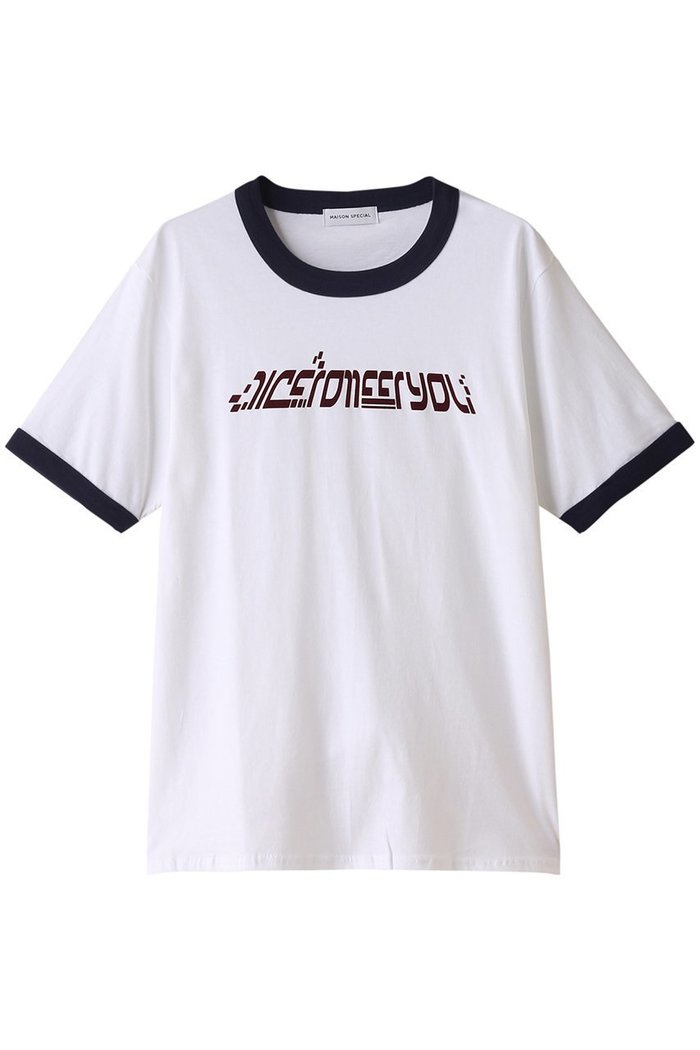 【メゾンスペシャル/MAISON SPECIAL】のニノミヤチエコラボNice to meet youリンガーTEE インテリア・キッズ・メンズ・レディースファッション・服の通販 founy(ファニー) https://founy.com/ ファッション Fashion レディースファッション Fashion for Women トップス・カットソー Cut & Sew Tops シャツ・ブラウス・オフィスカジュアル Elegant Blouses & Button-Ups ロングTシャツ・Tシャツ Longline T-Shirts & Tees カットソー・ベーシックTシャツ Cut-and-Sewn Tops / Stretch Tees & Basics ショート Short, Short Length スリーブ Sleeve, Long Sleeve / Short Sleeve フロント Front, Front Design ベーシック Basic, Essential |ID: prp329100004102725 ipo3291000000036149533