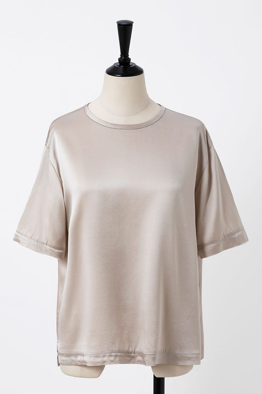 【オーヴィル/EAUVIRE】のウォッシャブルシルクTブラウス インテリア・キッズ・メンズ・レディースファッション・服の通販 founy(ファニー) ファッション Fashion レディースファッション Fashion for Women トップス・カットソー Cut & Sew Tops シャツ・ブラウス・オフィスカジュアル Elegant Blouses & Button-Ups ショート Short, Short Length シルク Silk, 100% Silk ストレッチ Stretch, Stretchy Fabric スリーブ Sleeve, Long Sleeve / Short Sleeve タンク Tank Top, Sleeveless Top エレガント 上品 Elegant 半袖 Short Sleeve, Half Sleeve グレージュ|ID: prp329100004102729 ipo3291000000035823339