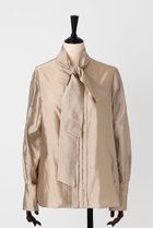 【オーヴィル/EAUVIRE】のシルク混タフタボウブラウス 人気、トレンドファッション・服の通販 founy(ファニー) ファッション Fashion レディースファッション Fashion for Women トップス・カットソー Cut & Sew Tops シャツ・ブラウス・オフィスカジュアル Elegant Blouses & Button-Ups カフス Cuff Design シルク Silk, 100% Silk スリーブ Sleeve, Long Sleeve / Short Sleeve フロント Front, Front Design ロング Long, Long-Length エレガント 上品 Elegant 日本製 Made In Japan thumbnail ベージュ|ID: prp329100004102733 ipo3291000000036722702
