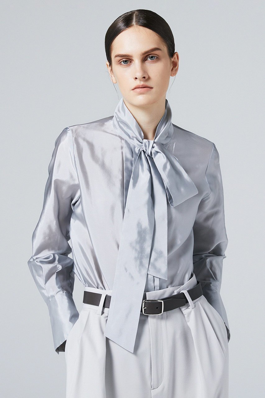 【オーヴィル/EAUVIRE】のシルク混タフタボウブラウス 人気、トレンドファッション・服の通販 founy(ファニー) 　ファッション　Fashion　レディースファッション　Fashion for Women　トップス・カットソー　Cut & Sew Tops　シャツ・ブラウス・オフィスカジュアル　Elegant Blouses & Button-Ups　カフス　Cuff Design　シルク　Silk, 100% Silk　スリーブ　Sleeve, Long Sleeve / Short Sleeve　フロント　Front, Front Design　ロング　Long, Long-Length　エレガント 上品　Elegant　日本製　Made In Japan　other-5|ID: prp329100004102733 ipo3291000000036747993