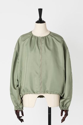 【オーヴィル/EAUVIRE】のノーカラーショートブルゾン 人気、トレンドファッション・服の通販 founy(ファニー) ファッション Fashion レディースファッション Fashion for Women アウター Coat / Outerwear Collection レディースジャケット・軽アウター Jackets ブルゾンジャケット・スポーティアウター Blouson Jackets サテン Satin, Glossy Fabric ショート Short, Short Length シルク Silk, 100% Silk ジャケット Jacket, Outerwear ブルゾン Blouson, Bomber Jacket エレガント 上品 Elegant |ID:prp329100004102756