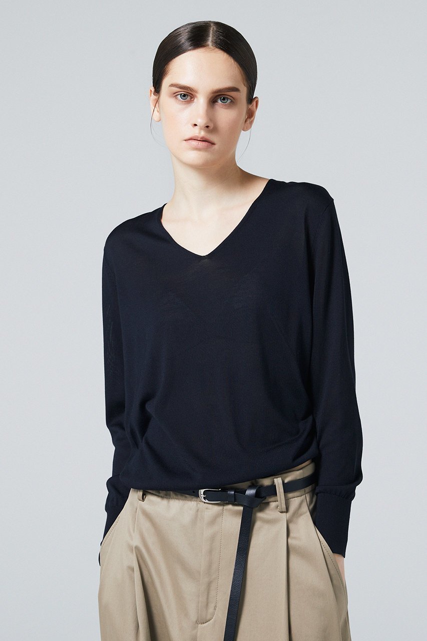 【オーヴィル/EAUVIRE】のフィラメントシルクVネックプルオーバー 人気、トレンドファッション・服の通販 founy(ファニー) 　ファッション　Fashion　レディースファッション　WOMEN　トップス・カットソー　Tops/Tshirt　シャツ/ブラウス　Shirts/Blouses　プルオーバー　Pullover　Vネック　V-Neck　イタリア　Italy　インナー　Inner　シルク　Silk　スリーブ　Sleeve　ロング　Long　other-2|ID: prp329100004102767 ipo3291000000031413412