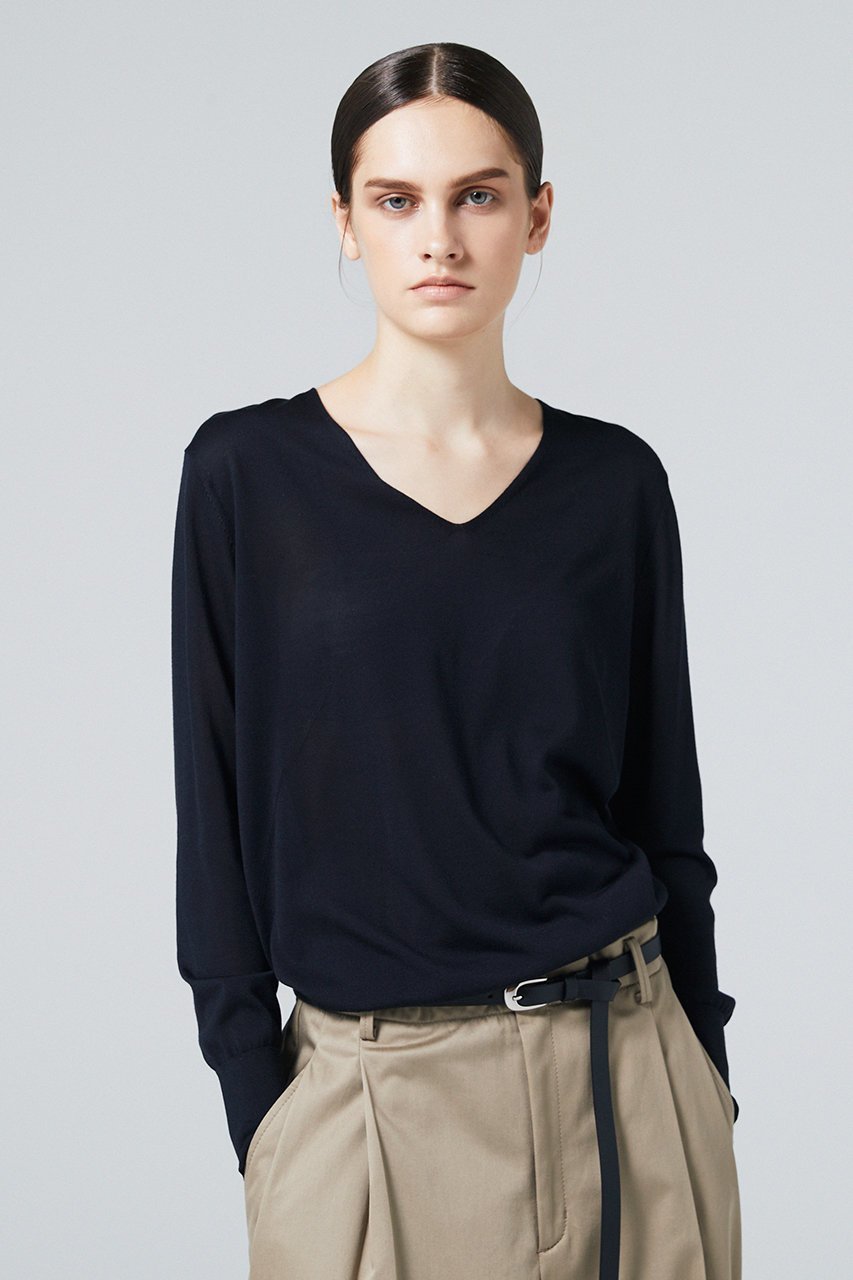 【オーヴィル/EAUVIRE】のフィラメントシルクVネックプルオーバー 人気、トレンドファッション・服の通販 founy(ファニー) 　ファッション　Fashion　レディースファッション　WOMEN　トップス・カットソー　Tops/Tshirt　シャツ/ブラウス　Shirts/Blouses　プルオーバー　Pullover　Vネック　V-Neck　イタリア　Italy　インナー　Inner　シルク　Silk　スリーブ　Sleeve　ロング　Long　other-6|ID: prp329100004102767 ipo3291000000031413418