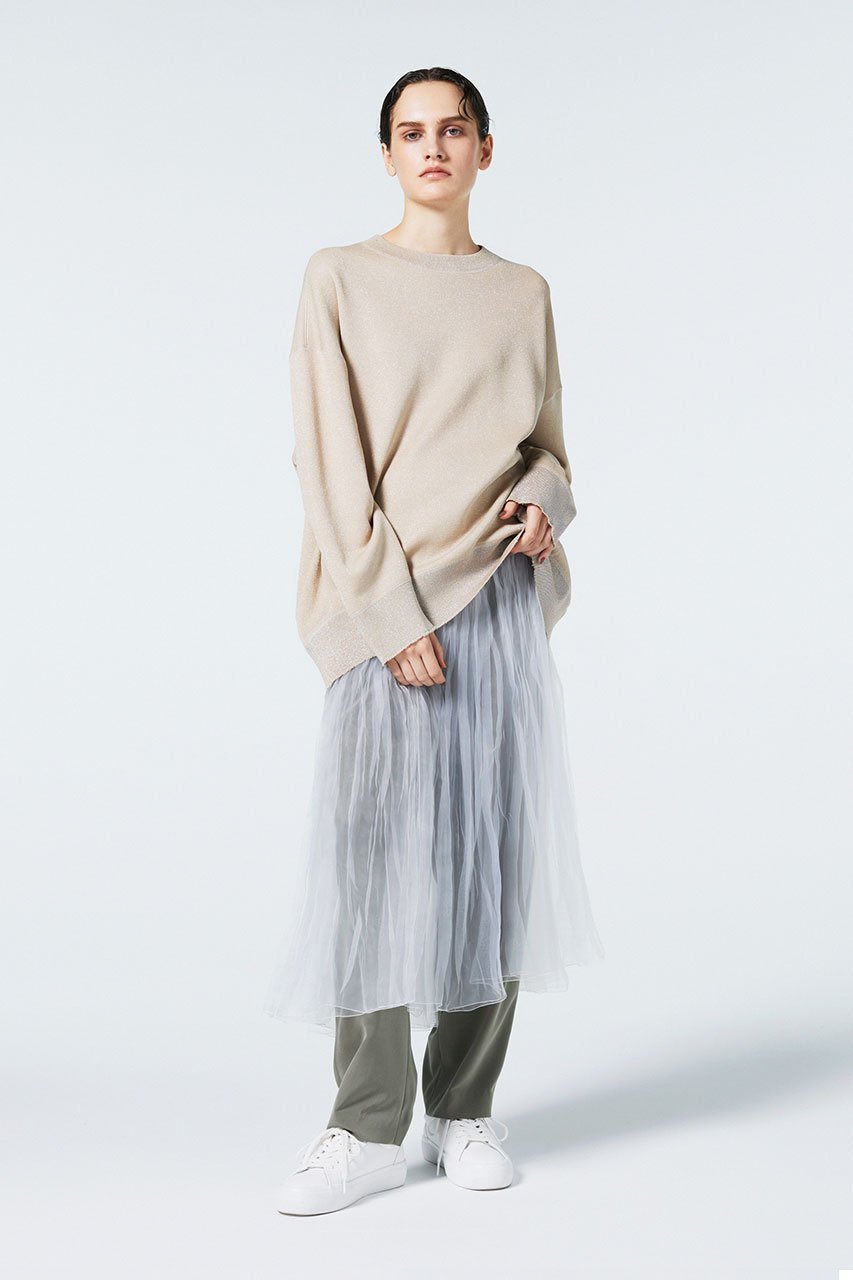 【オーヴィル/EAUVIRE】のラメニットビッグシルエットプルオーバー 人気、トレンドファッション・服の通販 founy(ファニー) 　ファッション　Fashion　レディースファッション　WOMEN　トップス・カットソー　Tops/Tshirt　ニット　Knit Tops　プルオーバー　Pullover　なめらか　Smooth　イタリア　Italy　カッティング　Cutting　トレーナー　Trainer　フィット　Fit　フォルム　Form　フリンジ　Fringe　ワイド　Wide　other-4|ID: prp329100004102768 ipo3291000000031413424
