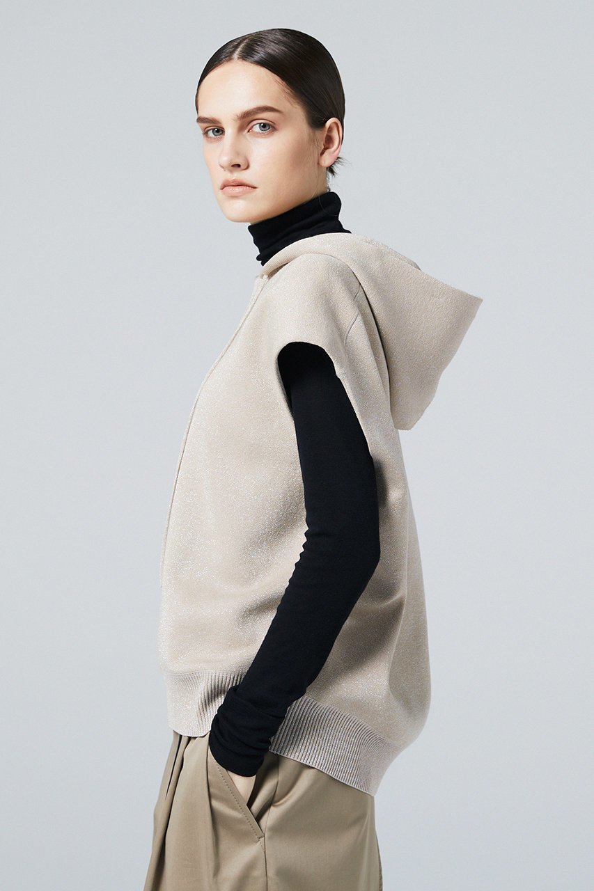 【オーヴィル/EAUVIRE】のラメニットフーディー 人気、トレンドファッション・服の通販 founy(ファニー) 　ファッション　Fashion　レディースファッション　WOMEN　トップス・カットソー　Tops/Tshirt　ニット　Knit Tops　プルオーバー　Pullover　なめらか　Smooth　イタリア　Italy　スタイリッシュ　Stylish　スリーブ　Sleeve　フォルム　Form　フレンチ　French　ベスト　Vest　other-6|ID: prp329100004102769 ipo3291000000031413436
