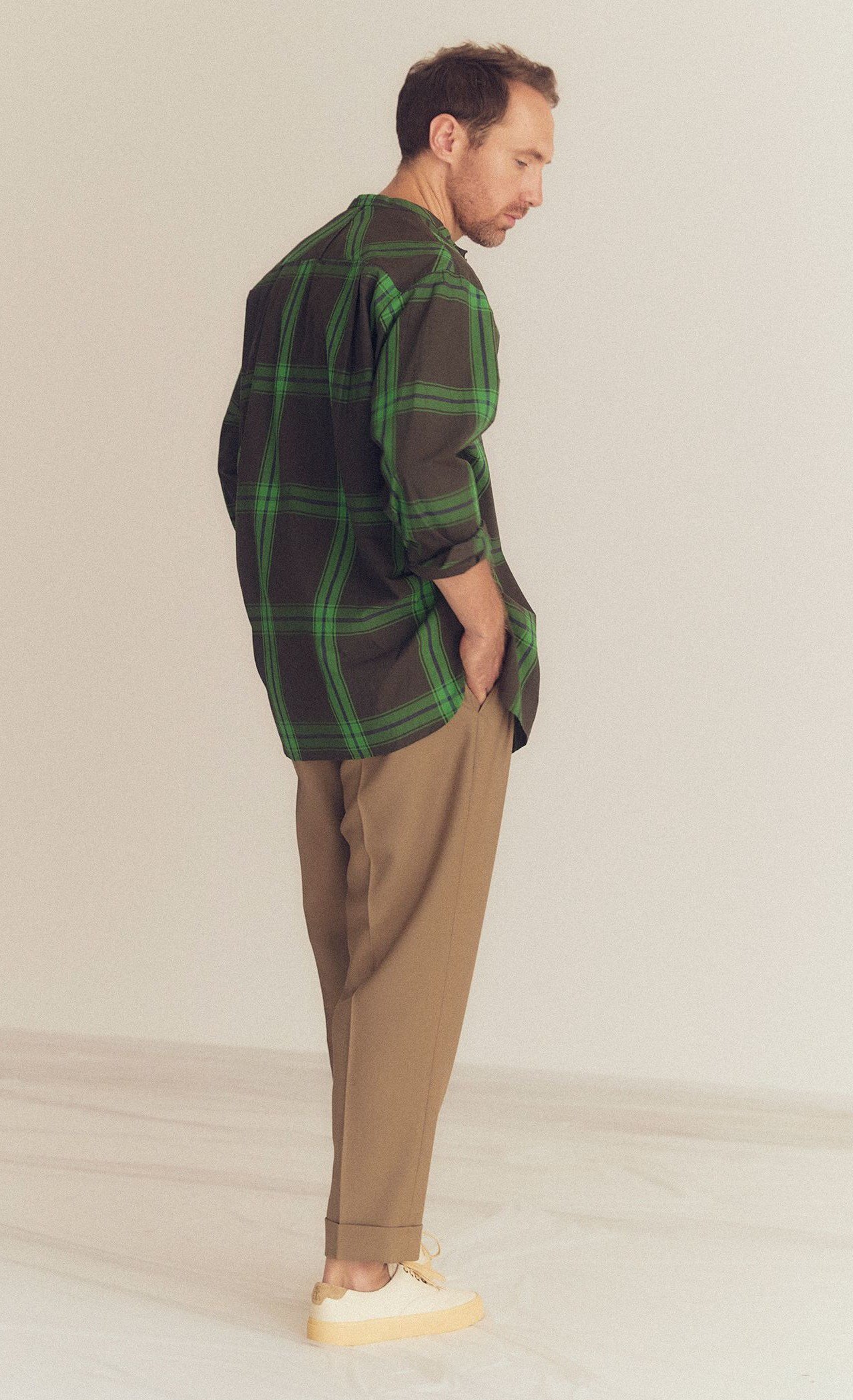 【コロン/:colon / MEN】の【MEN】Wide Check Typewriter バンドカラーシャツ 大人の最旬トレンドファッション＆コーディネート founy(ファウニー) 　ファッション　Fashion　メンズファッション　Fashion for Men　スリーブ　Sleeve, Long Sleeve / Short Sleeve　タイプライター　Typewriter Fabric, Crisp Cotton　チェック　Check, Plaid, Tartan　ベスト　Vest, Waistcoat　ロング　Long, Long-Length　A/W・秋冬　Autumn/Winter　other-6|ID: prp329100004102841 ipo3291000000036877501