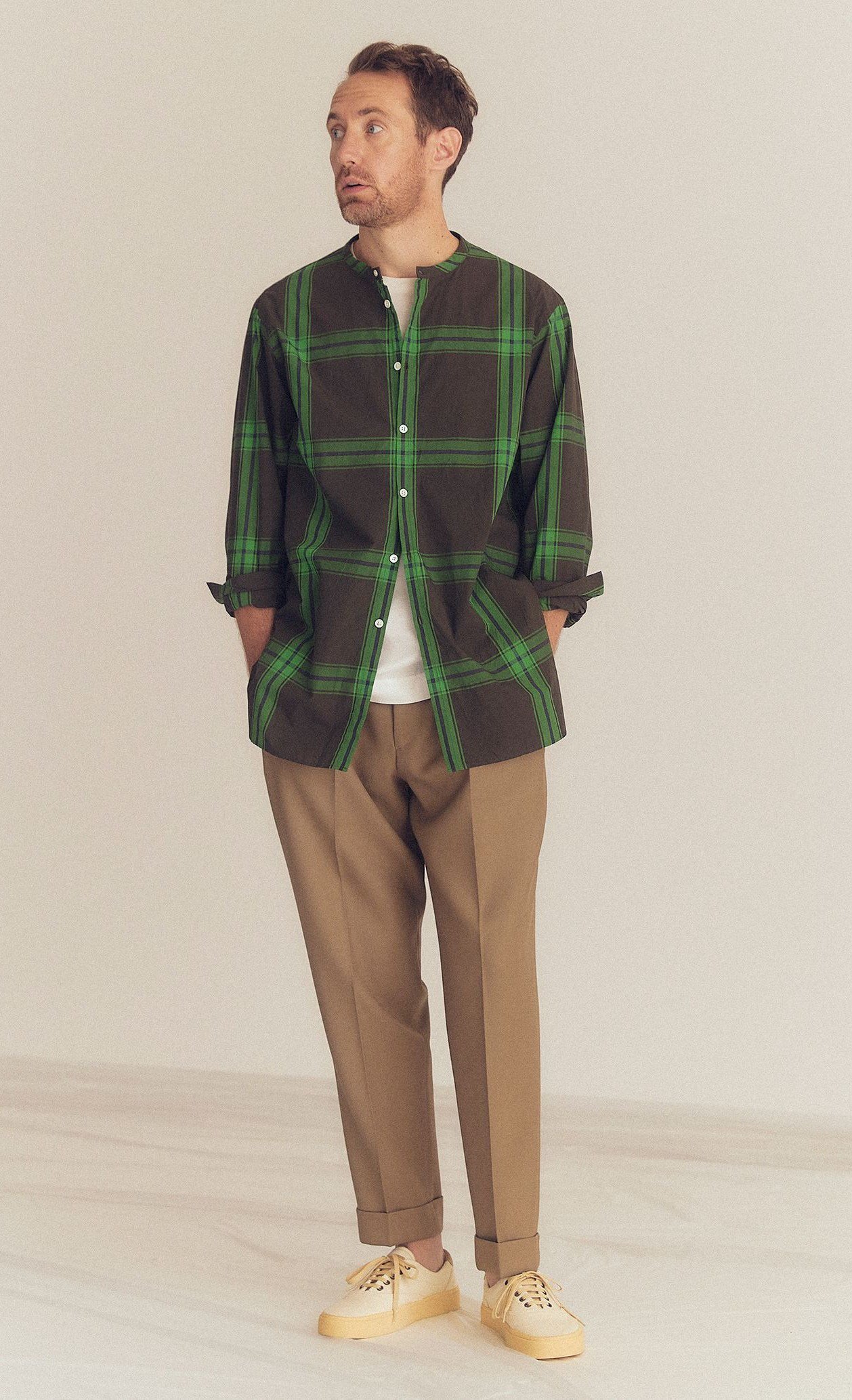 【コロン/:colon / MEN】の【MEN】Wide Check Typewriter バンドカラーシャツ 大人の最旬トレンドファッション＆コーディネート founy(ファウニー) 　ファッション　Fashion　メンズファッション　Fashion for Men　スリーブ　Sleeve, Long Sleeve / Short Sleeve　タイプライター　Typewriter Fabric, Crisp Cotton　チェック　Check, Plaid, Tartan　ベスト　Vest, Waistcoat　ロング　Long, Long-Length　A/W・秋冬　Autumn/Winter　other-7|ID: prp329100004102841 ipo3291000000036877502