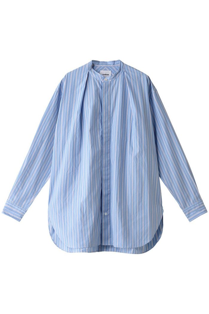 【コロン/:colon / MEN】の【MEN】Cotton Stripe バンドカラーシャツ インテリア・キッズ・メンズ・レディースファッション・服の通販 founy(ファニー) https://founy.com/ ファッション Fashion メンズファッション MEN ストライプ Stripe スリーブ Sleeve タイプライター Typewriter プリーツ Pleats リュクス Luxe ロング Long 定番 Standard |ID: prp329100004102843 ipo3291000000027874735