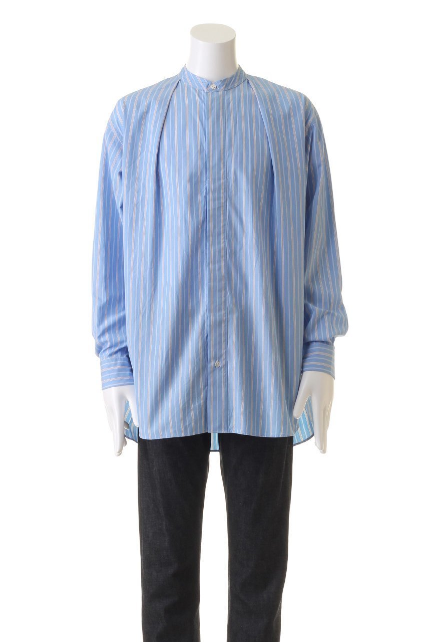 【コロン/:colon / MEN】の【MEN】Cotton Stripe バンドカラーシャツ 人気、トレンドファッション・服の通販 founy(ファニー) 　ファッション　Fashion　メンズファッション　MEN　ストライプ　Stripe　スリーブ　Sleeve　タイプライター　Typewriter　プリーツ　Pleats　リュクス　Luxe　ロング　Long　定番　Standard　other-2|ID: prp329100004102843 ipo3291000000031413731