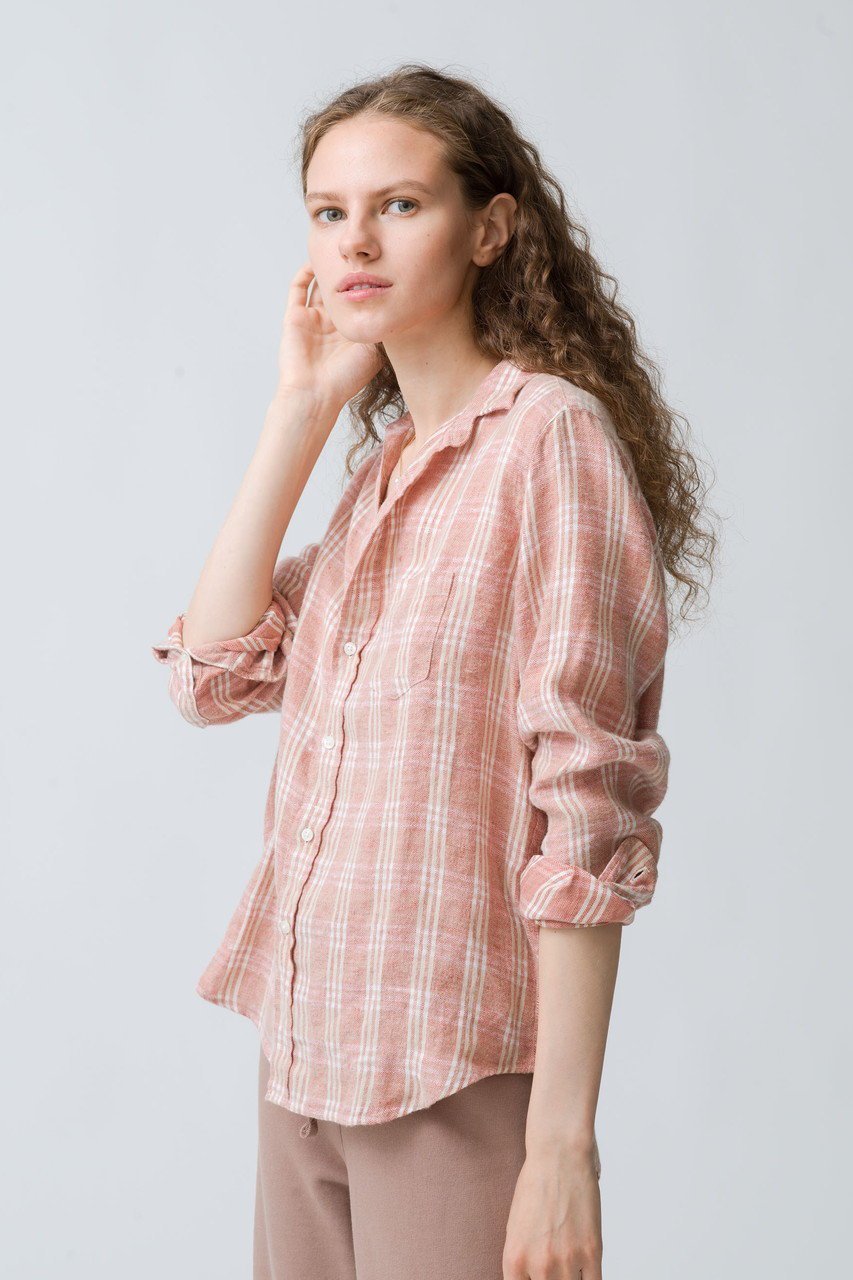 【フランク&アイリーン/Frank&Eileen】のEILEEN フランネルリネン レッドチェックシャツ 人気、トレンドファッション・服の通販 founy(ファニー) 　ファッション　Fashion　レディースファッション　Fashion for Women　トップス・カットソー　Cut & Sew Tops　シャツ・ブラウス・オフィスカジュアル　Elegant Blouses & Button-Ups　ジャケット　Jacket, Outerwear　スリーブ　Sleeve, Long Sleeve / Short Sleeve　チェック　Check, Plaid, Tartan　リネン　Linen, Linen Fabric　ロング　Long, Long-Length　人気　Popular, Best Seller　定番　Standard, Basic Item　other-7|ID: prp329100004104375 ipo3291000000032837459