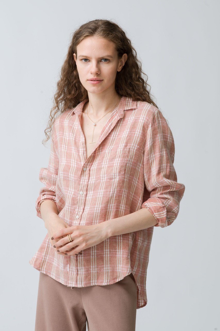 【フランク&アイリーン/Frank&Eileen】のEILEEN フランネルリネン レッドチェックシャツ 人気、トレンドファッション・服の通販 founy(ファニー) 　ファッション　Fashion　レディースファッション　Fashion for Women　トップス・カットソー　Cut & Sew Tops　シャツ・ブラウス・オフィスカジュアル　Elegant Blouses & Button-Ups　ジャケット　Jacket, Outerwear　スリーブ　Sleeve, Long Sleeve / Short Sleeve　チェック　Check, Plaid, Tartan　リネン　Linen, Linen Fabric　ロング　Long, Long-Length　人気　Popular, Best Seller　定番　Standard, Basic Item　other-8|ID: prp329100004104375 ipo3291000000032837466