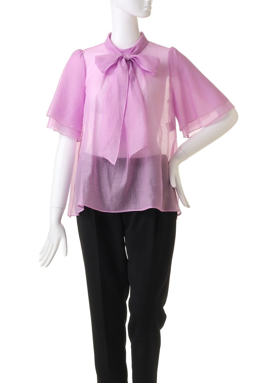 【アナイ/ANAYI】のスパンオーガンジーボウタイブラウス 人気、トレンドファッション・服の通販 founy(ファニー) 　ファッション　Fashion　レディースファッション　Fashion for Women　トップス・カットソー　Cut & Sew Tops　シャツ・ブラウス・オフィスカジュアル　Elegant Blouses & Button-Ups　ショート　Short, Short Length　シンプル　Simple, Minimal　スリーブ　Sleeve, Long Sleeve / Short Sleeve　パーティ　Party, Party Style　フェミニン　Feminine, Girly　フレア　Flare, Flared　other-2|ID: prp329100004105638 ipo3291000000035052418