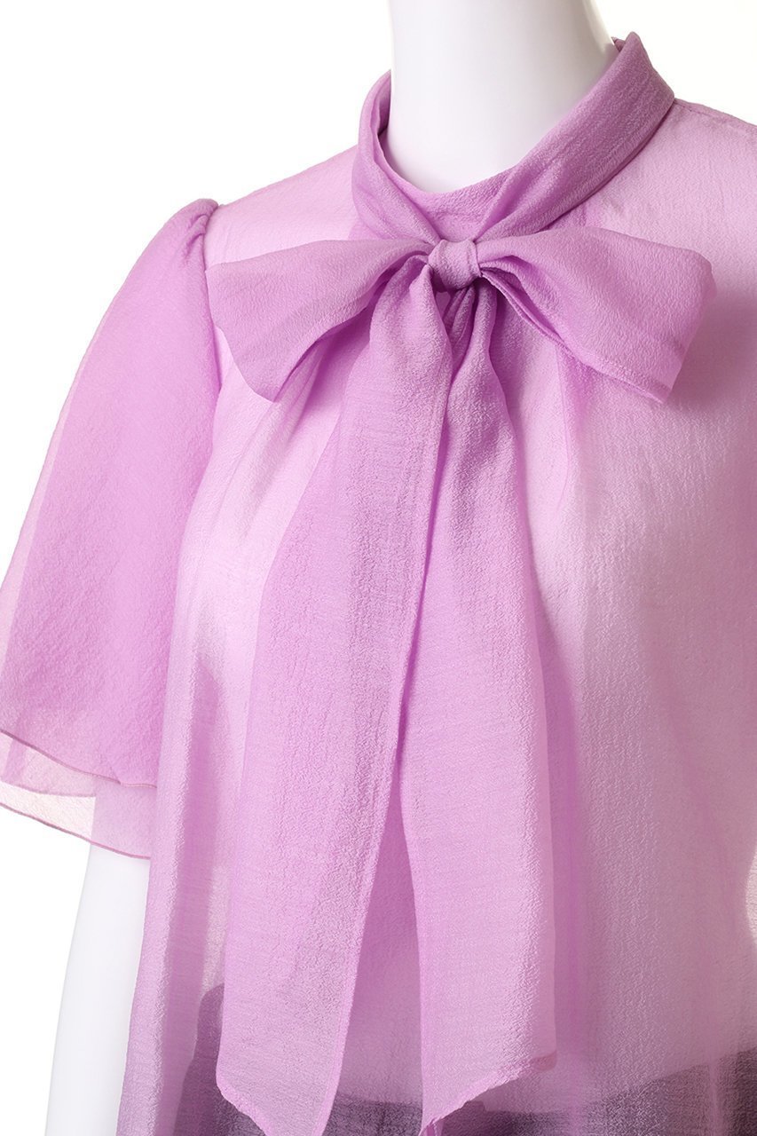 【アナイ/ANAYI】のスパンオーガンジーボウタイブラウス 人気、トレンドファッション・服の通販 founy(ファニー) 　ファッション　Fashion　レディースファッション　Fashion for Women　トップス・カットソー　Cut & Sew Tops　シャツ・ブラウス・オフィスカジュアル　Elegant Blouses & Button-Ups　ショート　Short, Short Length　シンプル　Simple, Minimal　スリーブ　Sleeve, Long Sleeve / Short Sleeve　パーティ　Party, Party Style　フェミニン　Feminine, Girly　フレア　Flare, Flared　other-5|ID: prp329100004105638 ipo3291000000035052421