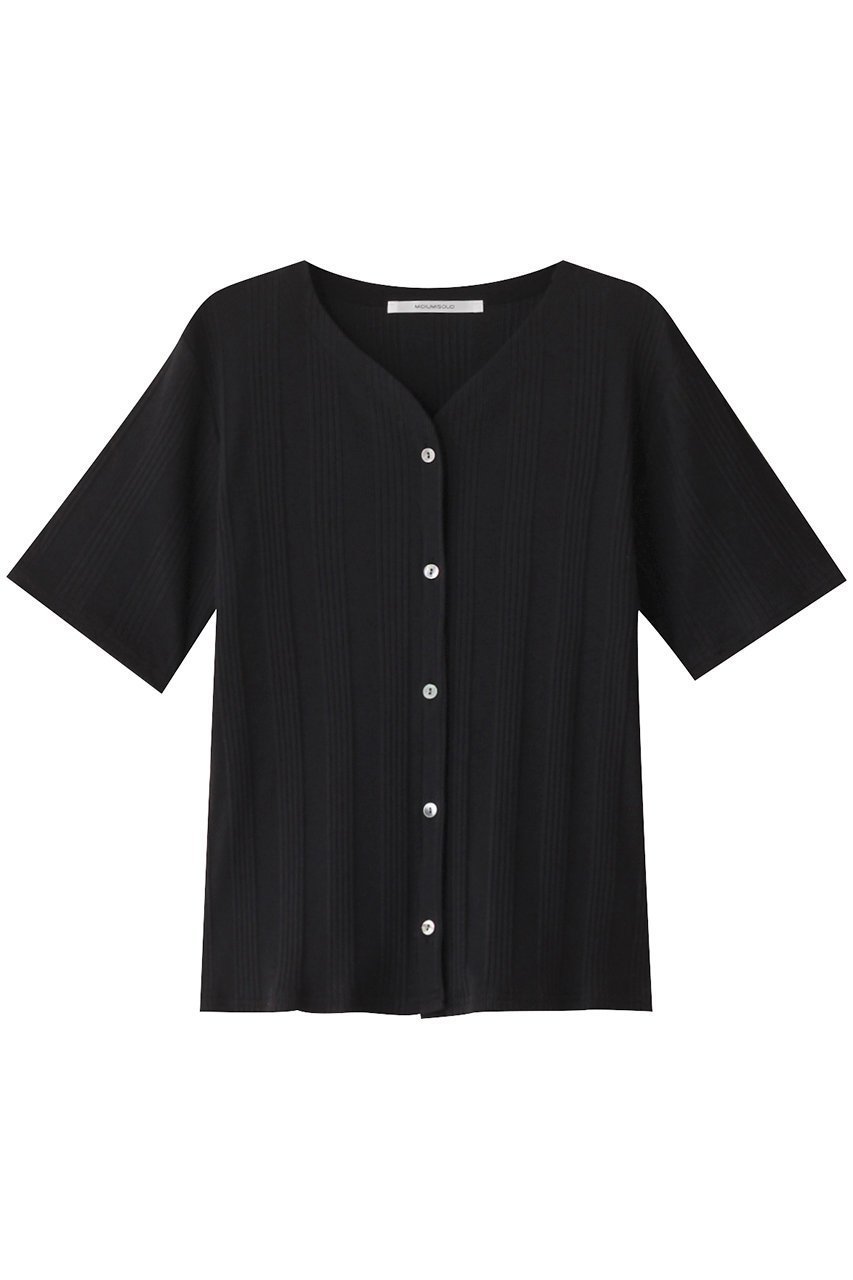 【ミディウミソリッド/MIDIUMISOLID】のcompact sheer CD カーディガン インテリア・キッズ・メンズ・レディースファッション・服の通販 founy(ファニー) 　ファッション　Fashion　レディースファッション　Fashion for Women　トップス・カットソー　Cut & Sew Tops　ニット　Knit Tops & Sweaters　カーディガン・羽織り　Layered Style Cardigans　おすすめ　Recommended / Our Picks　カーディガン　Cardigan, Knitwear　コンパクト　Compact, Small Size　シンプル　Simple, Minimal　ストライプ　Stripe, Striped Pattern　エレガント 上品　Elegant　半袖　Short Sleeve, Half Sleeve　black|ID: prp329100004105670 ipo3291000000032936315