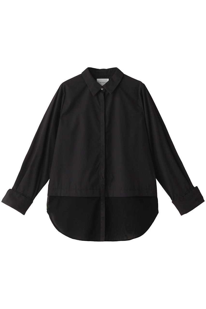 【ミディウミソリッド/MIDIUMISOLID】のsheer switching w cuffs shirt シャツ インテリア・キッズ・メンズ・レディースファッション・服の通販 founy(ファニー) 　ファッション　Fashion　レディースファッション　Fashion for Women　トップス・カットソー　Cut & Sew Tops　シャツ・ブラウス・オフィスカジュアル　Elegant Blouses & Button-Ups　カフス　Cuff Design　シアー　Sheer, See-Through　スリーブ　Sleeve, Long Sleeve / Short Sleeve　ダブル　Double, Double-Breasted　ドッキング　Docking, Mixed Material　ロング　Long, Long-Length　長袖　Long Sleeve, Full Sleeve　black|ID: prp329100004105672 ipo3291000000034969601