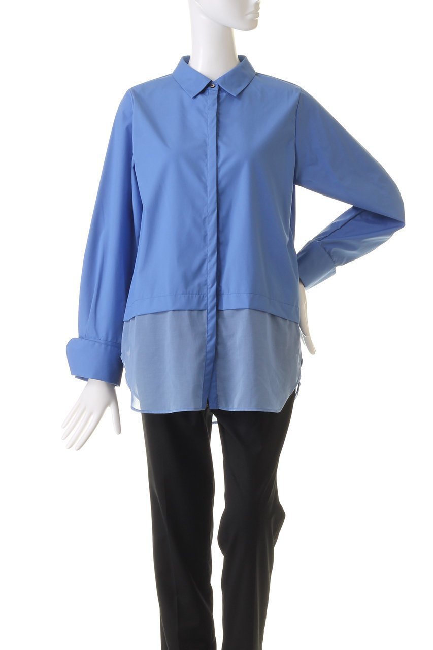 【ミディウミソリッド/MIDIUMISOLID】のsheer switching w cuffs shirt シャツ 人気、トレンドファッション・服の通販 founy(ファニー) 　ファッション　Fashion　レディースファッション　Fashion for Women　トップス・カットソー　Cut & Sew Tops　シャツ・ブラウス・オフィスカジュアル　Elegant Blouses & Button-Ups　カフス　Cuff Design　シアー　Sheer, See-Through　スリーブ　Sleeve, Long Sleeve / Short Sleeve　ダブル　Double, Double-Breasted　ドッキング　Docking, Mixed Material　ロング　Long, Long-Length　長袖　Long Sleeve, Full Sleeve　other-2|ID: prp329100004105672 ipo3291000000034969602