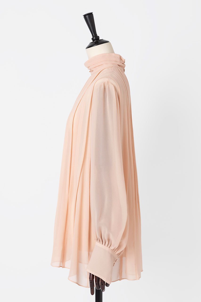 【オーヴィル/EAUVIRE】のランダムタックシルクブラウス 人気、トレンドファッション・服の通販 founy(ファニー) 　ファッション　Fashion　レディースファッション　Fashion for Women　トップス・カットソー　Cut & Sew Tops　シャツ・ブラウス・オフィスカジュアル　Elegant Blouses & Button-Ups　なめらか　Smooth, Silky Texture　クラシカル　Classical, Vintage-Inspired　シルク　Silk, 100% Silk　ジョーゼット　Georgette, Semi-Sheer Fabric　スリーブ　Sleeve, Long Sleeve / Short Sleeve　ハイネック　High Neck, Mock Neck　フレア　Flare, Flared　ランダム　Random, Irregular　ロング　Long, Long-Length　other-2|ID: prp329100004105740 ipo3291000000035823258