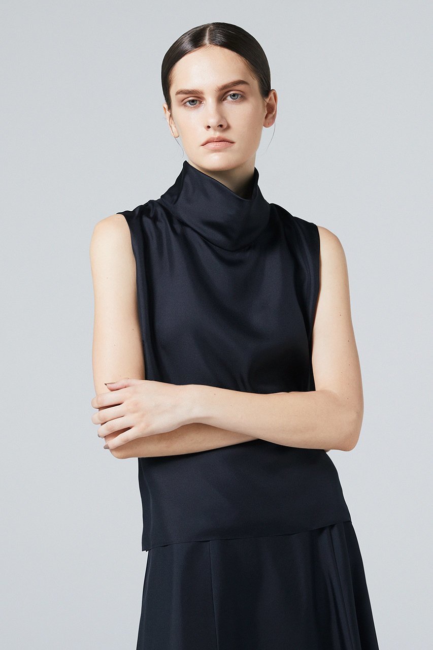 【オーヴィル/EAUVIRE】のスタンドカラーシルクブラウス 人気、トレンドファッション・服の通販 founy(ファニー) 　ファッション　Fashion　レディースファッション　WOMEN　トップス・カットソー　Tops/Tshirt　キャミソール / ノースリーブ　No Sleeves　シャツ/ブラウス　Shirts/Blouses　おすすめ　Recommend　イタリア　Italy　シルク　Silk　ツイル　Twill　ノースリーブ　No Sleeve　ハイネック　High Neck　other-5|ID: prp329100004105741 ipo3291000000031412563