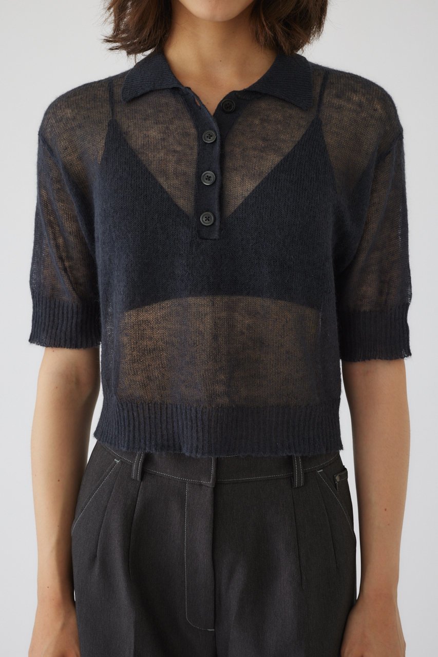 【リムアーク/RIM.ARK】のMohair polo knit/ニット インテリア・キッズ・メンズ・レディースファッション・服の通販 founy(ファニー) 　ファッション　Fashion　レディースファッション　Ladies' Fashion Online　トップス・カットソー　Tops/Tshirt　ニット　Knit Tops　プルオーバー　Pullover　スポーティ　Sporty　モヘア　Mohair　再入荷　Restock/Back In Stock/Re Arrival　ダークグレー|ID: prp329100004110546 ipo3291000000032376774