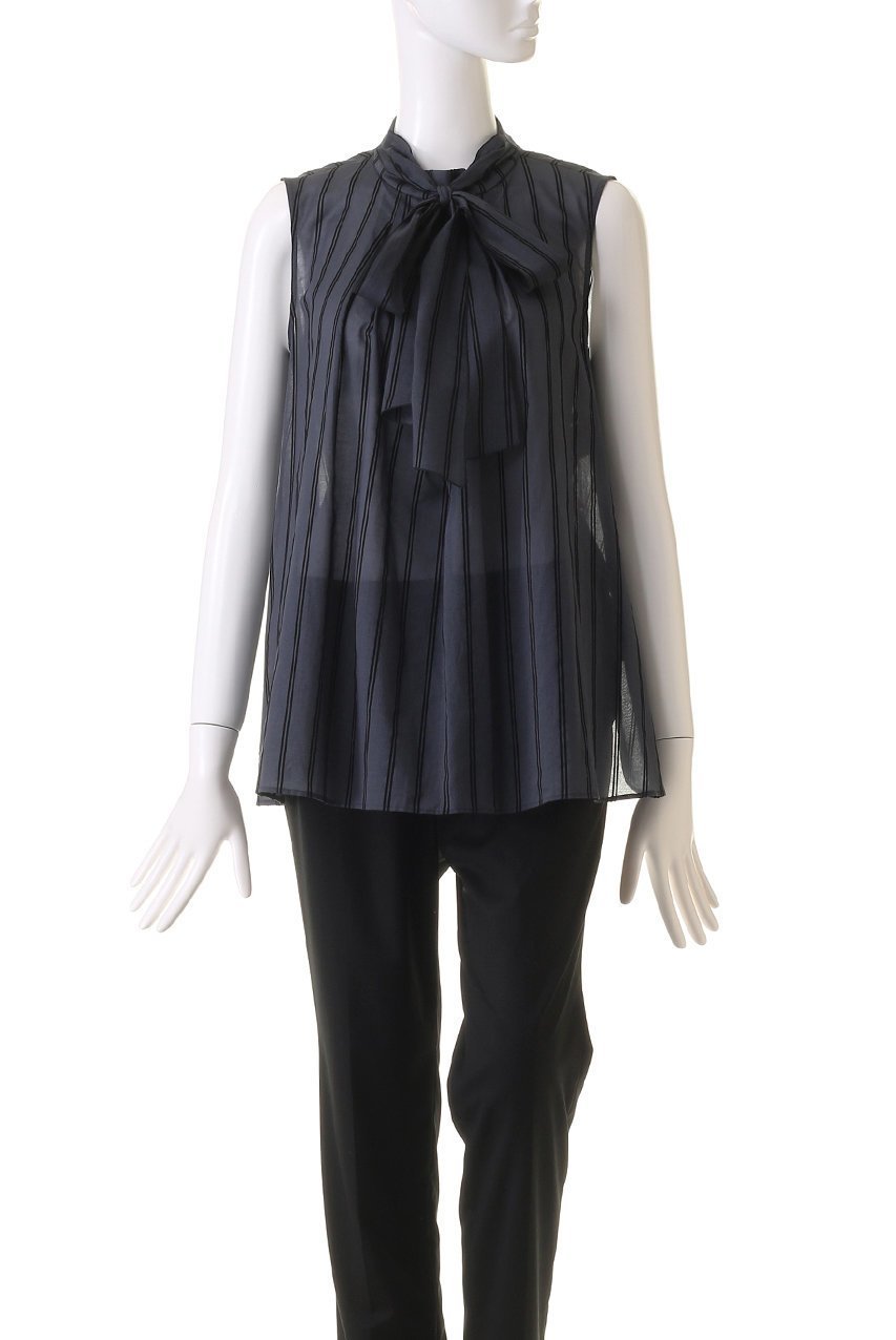【アナイ/ANAYI】のローンフロッキーリボンボウタイブラウス 人気、トレンドファッション・服の通販 founy(ファニー) 　ファッション　Fashion　レディースファッション　WOMEN　トップス・カットソー　Tops/Tshirt　キャミソール / ノースリーブ　No Sleeves　シャツ/ブラウス　Shirts/Blouses　エアリー　Airy　シアー　Sheer　ストライプ　Stripe　ノースリーブ　No Sleeve　パーティ　Party　秋　Autumn/Fall　A/W・秋冬　Aw・Autumn/Winter・Fw・Fall-Winter　other-2|ID: prp329100004110595 ipo3291000000031411482
