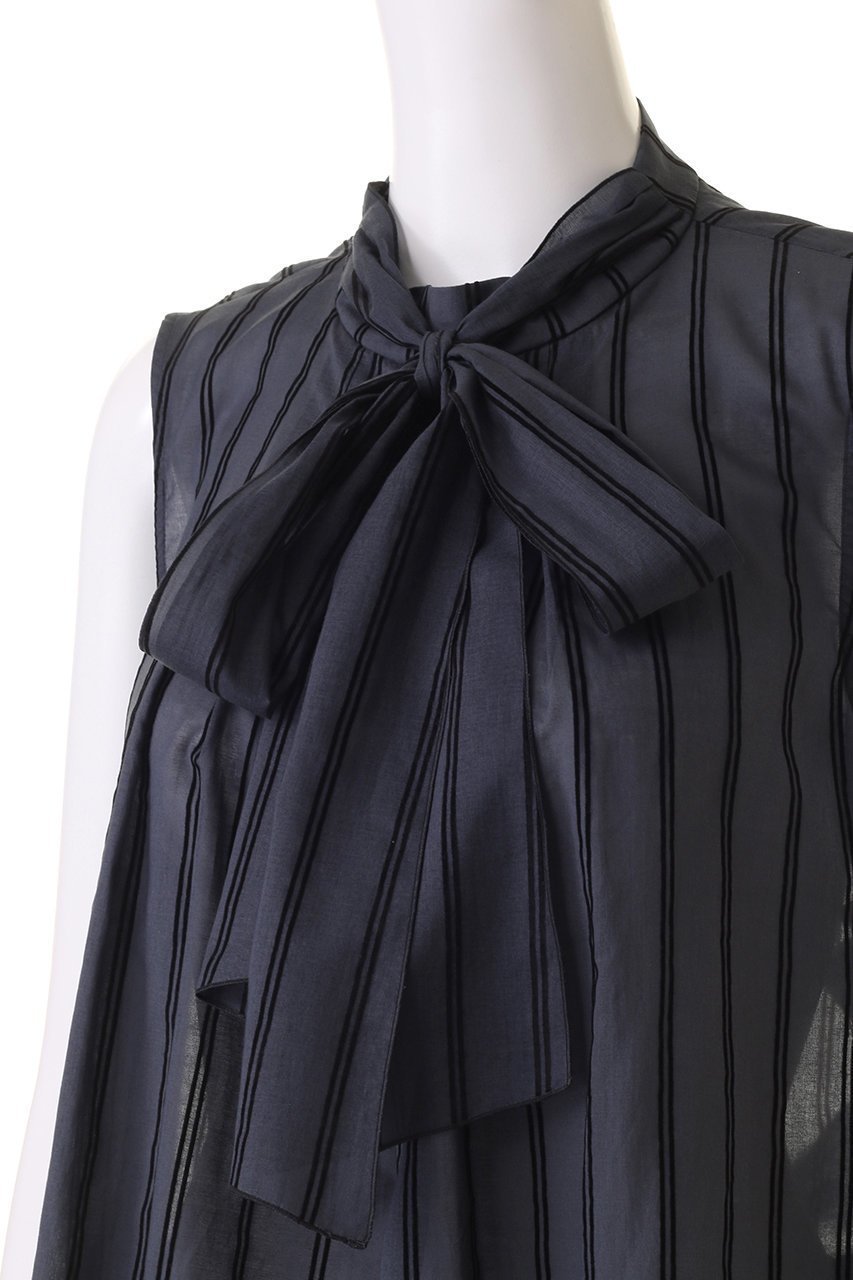 【アナイ/ANAYI】のローンフロッキーリボンボウタイブラウス 人気、トレンドファッション・服の通販 founy(ファニー) 　ファッション　Fashion　レディースファッション　WOMEN　トップス・カットソー　Tops/Tshirt　キャミソール / ノースリーブ　No Sleeves　シャツ/ブラウス　Shirts/Blouses　エアリー　Airy　シアー　Sheer　ストライプ　Stripe　ノースリーブ　No Sleeve　パーティ　Party　秋　Autumn/Fall　A/W・秋冬　Aw・Autumn/Winter・Fw・Fall-Winter　other-5|ID: prp329100004110595 ipo3291000000031411488