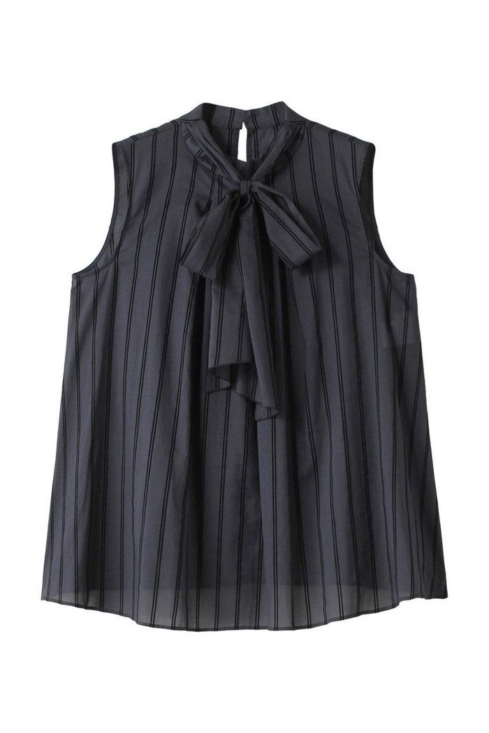 【アナイ/ANAYI】のローンフロッキーリボンボウタイブラウス インテリア・キッズ・メンズ・レディースファッション・服の通販 founy(ファニー) https://founy.com/ ファッション Fashion レディースファッション Fashion for Women トップス・カットソー Cut & Sew Tops キャミソール&ノースリーブ Camisoles & Sleeveless Tops シャツ・ブラウス・オフィスカジュアル Elegant Blouses & Button-Ups エアリー Airy Texture シアー Sheer, See-Through ストライプ Stripe, Striped Pattern ノースリーブ Sleeveless, No-Sleeve パーティ Party, Party Style 秋 Autumn A/W・秋冬 Autumn/Winter |ID: prp329100004110595 ipo3291000000032902595