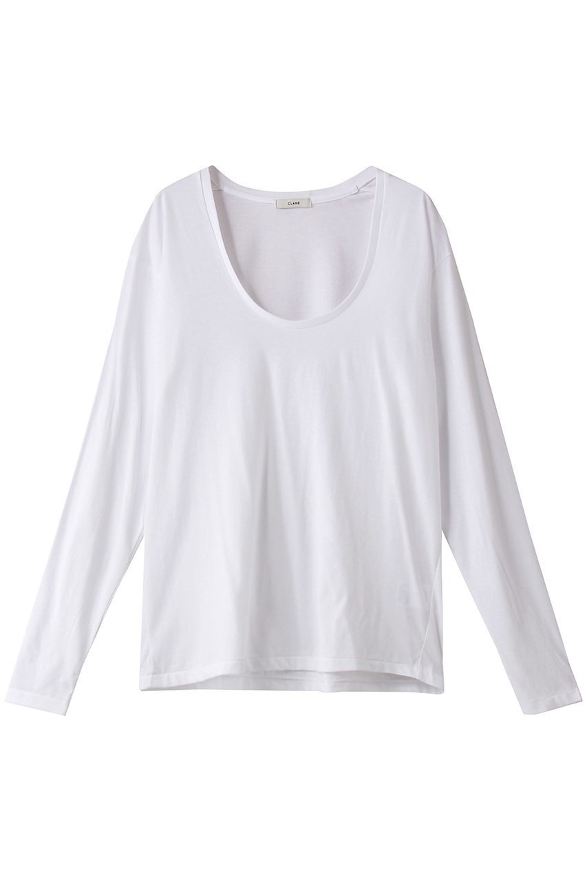 【クラネ/CLANE】のDEEP U NECK TOPS Tシャツ/カットソー インテリア・キッズ・メンズ・レディースファッション・服の通販 founy(ファニー) 　ファッション　Fashion　レディースファッション　Fashion for Women　トップス・カットソー　Cut & Sew Tops　シャツ・ブラウス・オフィスカジュアル　Elegant Blouses & Button-Ups　ロングTシャツ・Tシャツ　Longline T-Shirts & Tees　カットソー・ベーシックTシャツ　Cut-and-Sewn Tops / Stretch Tees & Basics　おすすめ　Recommended / Our Picks　インナー　Innerwear　カットソー　Cut and Sewn Top　スリーブ　Sleeve, Long Sleeve / Short Sleeve　ロング　Long, Long-Length　長袖　Long Sleeve, Full Sleeve　WHITE|ID: prp329100004110605 ipo3291000000032917207