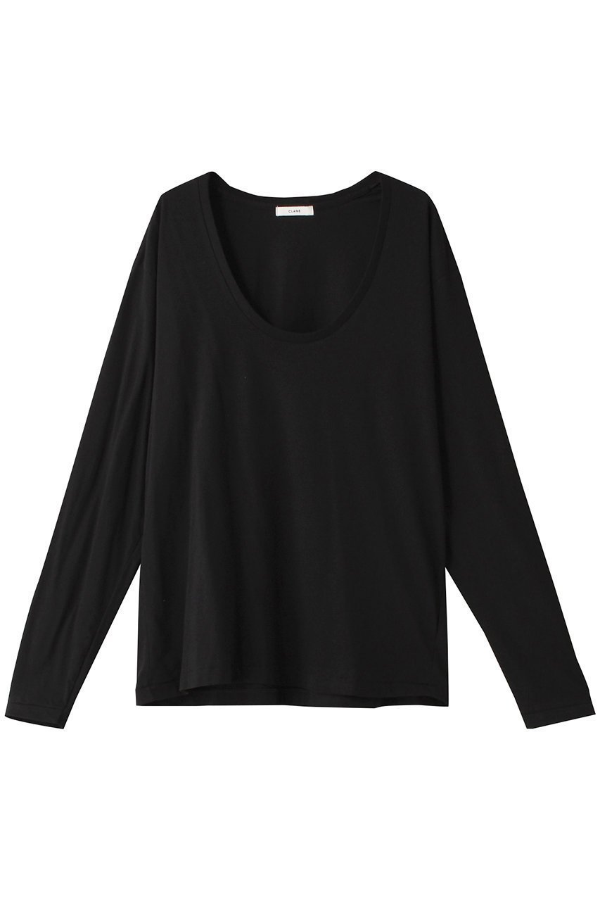 【クラネ/CLANE】のDEEP U NECK TOPS Tシャツ/カットソー インテリア・キッズ・メンズ・レディースファッション・服の通販 founy(ファニー) 　ファッション　Fashion　レディースファッション　Fashion for Women　トップス・カットソー　Cut & Sew Tops　シャツ・ブラウス・オフィスカジュアル　Elegant Blouses & Button-Ups　ロングTシャツ・Tシャツ　Longline T-Shirts & Tees　カットソー・ベーシックTシャツ　Cut-and-Sewn Tops / Stretch Tees & Basics　おすすめ　Recommended / Our Picks　インナー　Innerwear　カットソー　Cut and Sewn Top　スリーブ　Sleeve, Long Sleeve / Short Sleeve　ロング　Long, Long-Length　長袖　Long Sleeve, Full Sleeve　BLACK|ID: prp329100004110605 ipo3291000000032917217