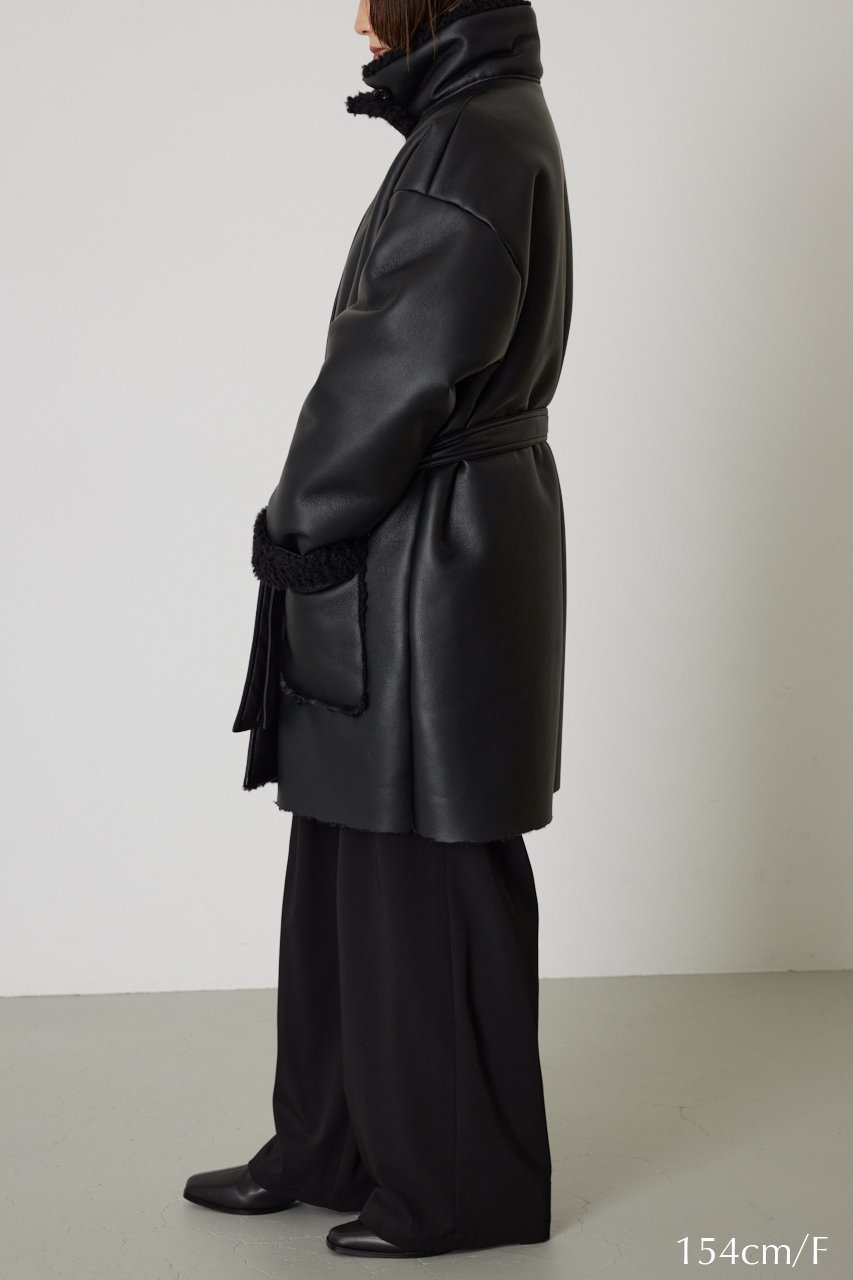 【リムアーク/RIM.ARK】のBoa docking middle CT/コート 人気、トレンドファッション・服の通販 founy(ファニー) 　ファッション　Fashion　レディースファッション　Fashion for Women　アウター　Coat / Outerwear Collection　コート・ロングコート・ピーコート　Long Coats, Peacoats & More　ドッキング　Docking, Mixed Material　フェイクレザー　Faux Leather, PU Leather　ミドル　Middle Length, Mid Height　ロング　Long, Long-Length　エレガント 上品　Elegant　軽量　Lightweight, Ultra Light　other-6|ID: prp329100004110632 ipo3291000000035580283