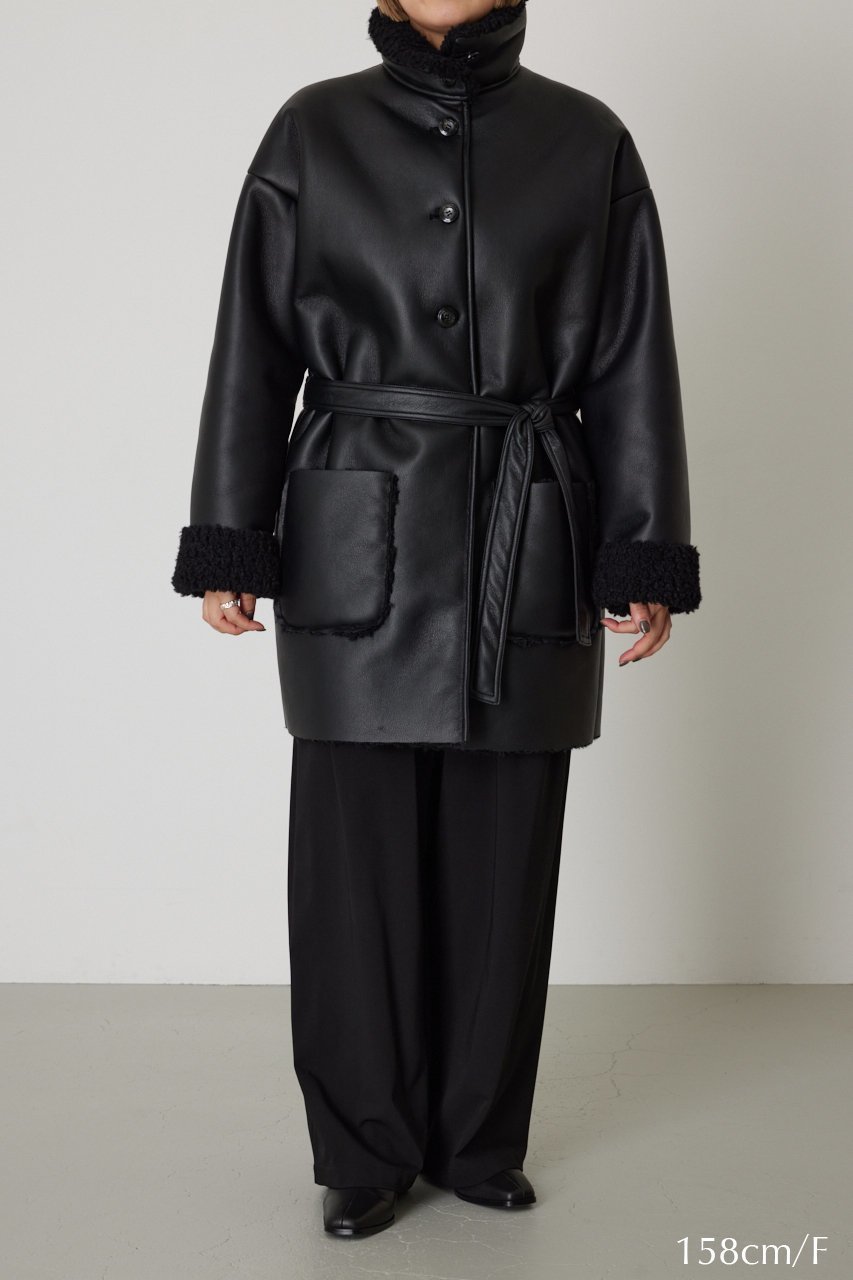 【リムアーク/RIM.ARK】のBoa docking middle CT/コート 人気、トレンドファッション・服の通販 founy(ファニー) 　ファッション　Fashion　レディースファッション　Fashion for Women　アウター　Coat / Outerwear Collection　コート・ロングコート・ピーコート　Long Coats, Peacoats & More　ドッキング　Docking, Mixed Material　フェイクレザー　Faux Leather, PU Leather　ミドル　Middle Length, Mid Height　ロング　Long, Long-Length　エレガント 上品　Elegant　軽量　Lightweight, Ultra Light　other-7|ID: prp329100004110632 ipo3291000000035580284